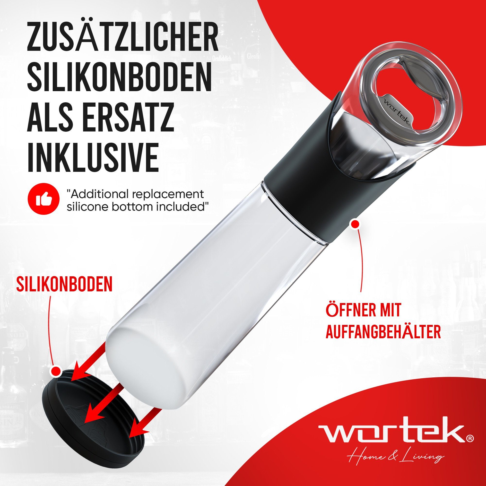 wortek Flaschenöffner Getränkeöffner mit Auffangbehälter Bieröffner (Set, 2-tlg., Flaschenöffner mit Kronkorken Sammler), Geschenk für Männer und Bierliebhaber Biergeschenk
