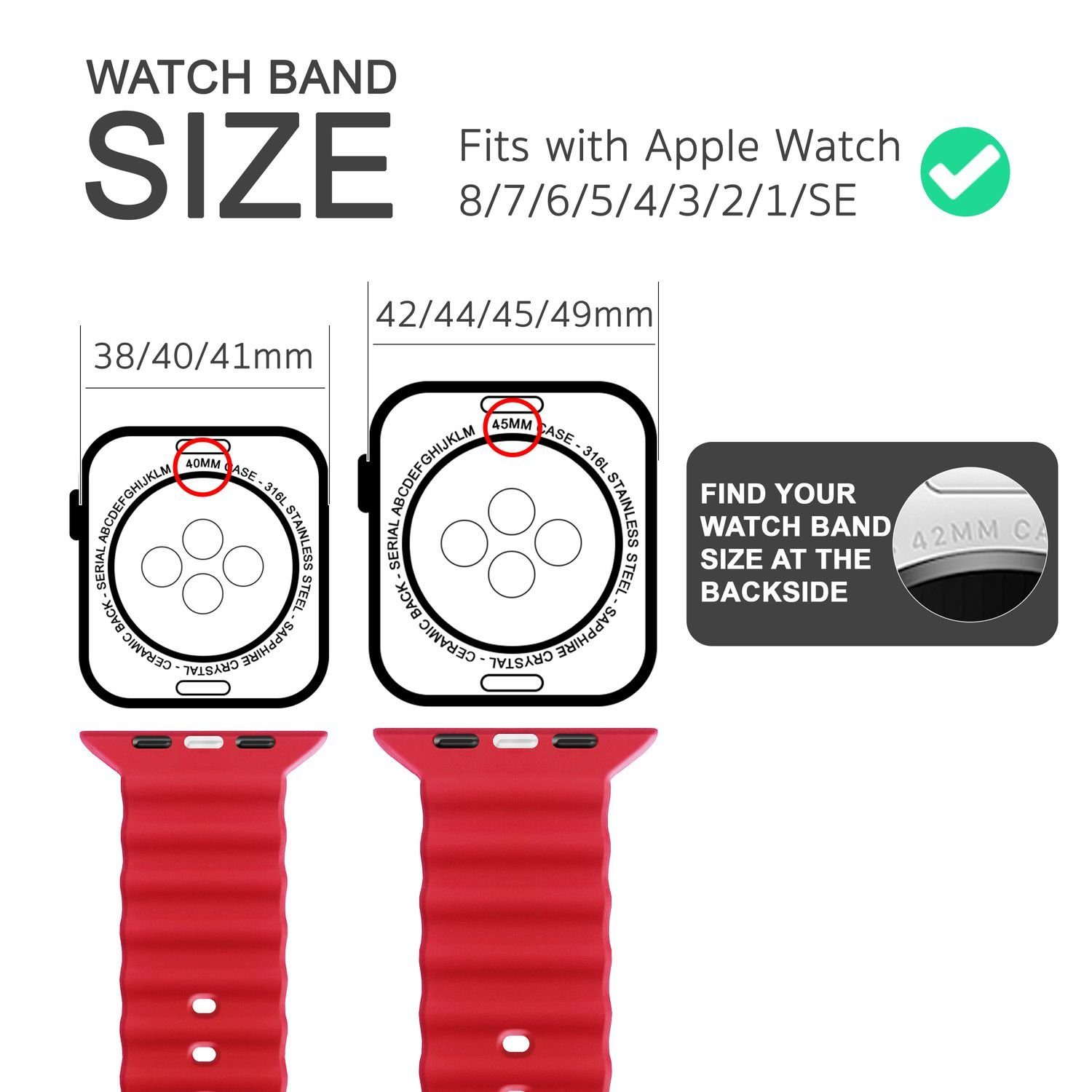 Nalia Smartwatch-Armband Apple Watch 38mm/40/41/42(Serie 10/11), Ocean Style Sportarmband / Silikon Ersatzband / Metall-Ring Verschluss