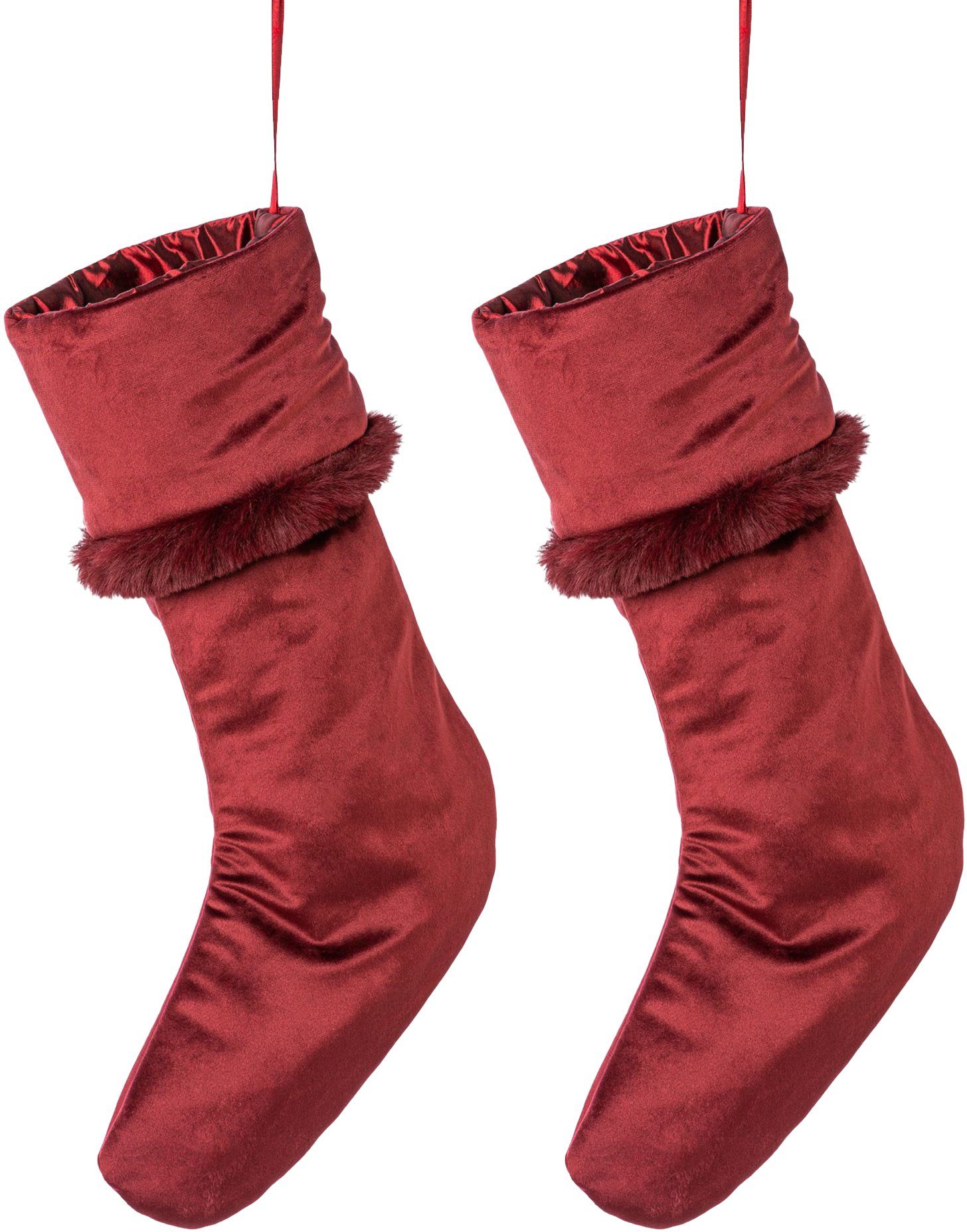 2 St), Weihnachtsdeko home cm Höhe Samtstoff, (Set, Creativ aus Weihnachtsstrumpf ca. rot 45 Nikolausstiefel