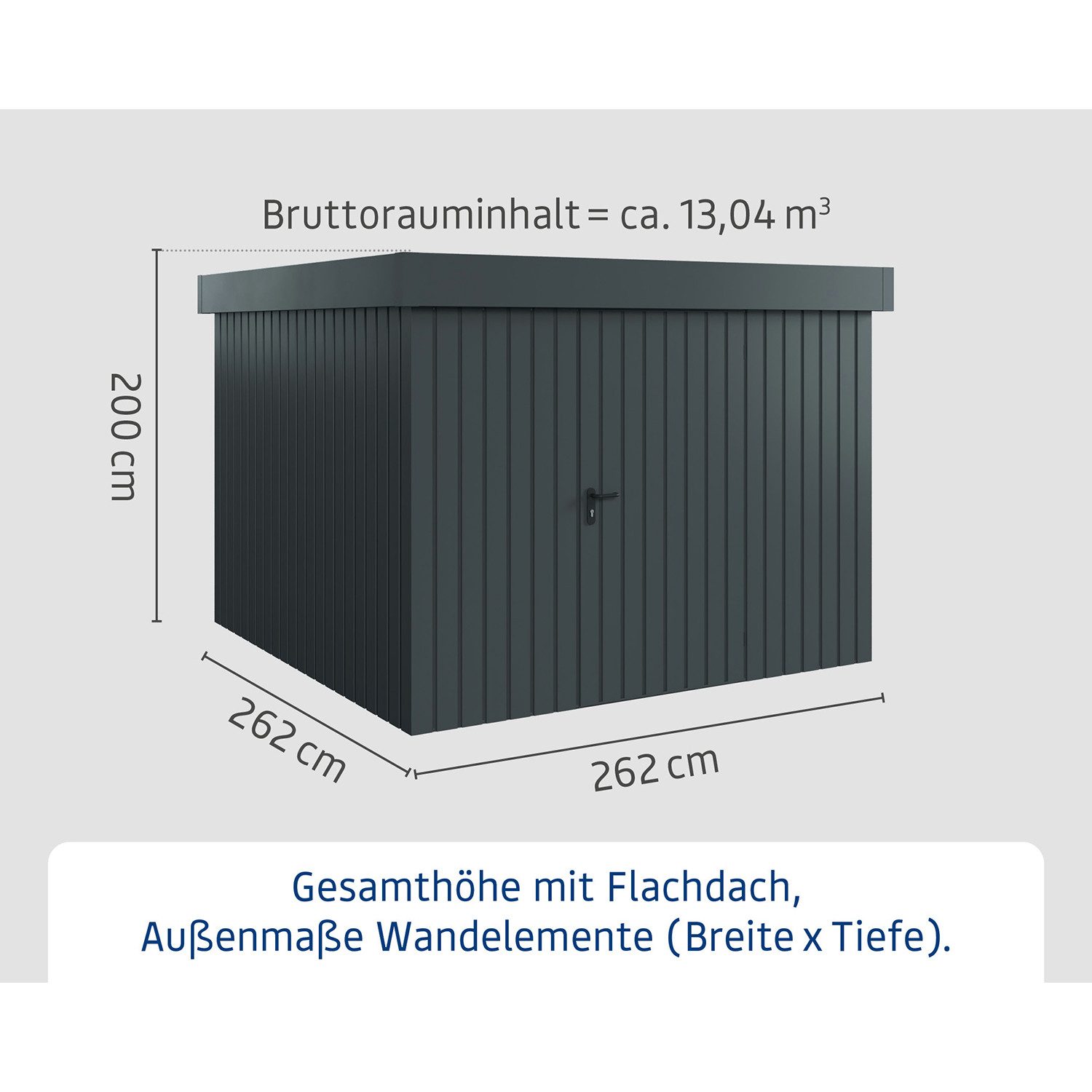 Hörmann Ecostar Gerätehaus Metall "Euroline Trend", BxT: 262x262 cm, (anthrazitgrau), mit Flachdach, anthrazitgrau, 1-flügelige Tür