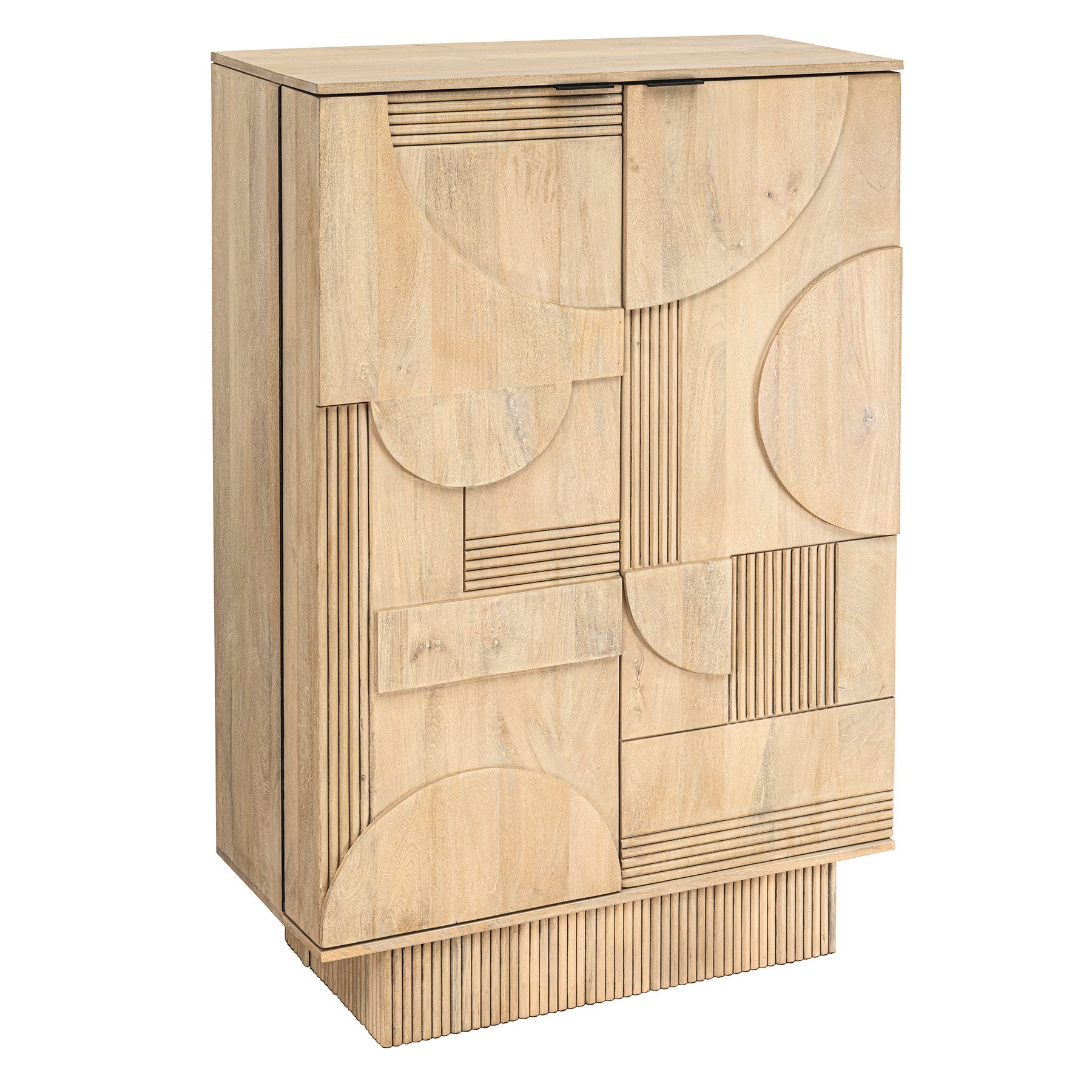 riess-ambiente Barschrank ART DECO 140cm weiß · Weinbar aus Massivholz mit 3D-Front (Einzelartikel, 1-St) 2 Türen · 24 Flaschen · 2 Schubladen · 8 Fächer · Wohnzimmer · Design