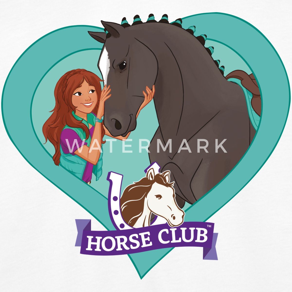 Spreadshirt T-Shirt Schleich Horse Club Lisa & Storm Herzmotiv Teenager Premium Langarmshi (1-tlg)
