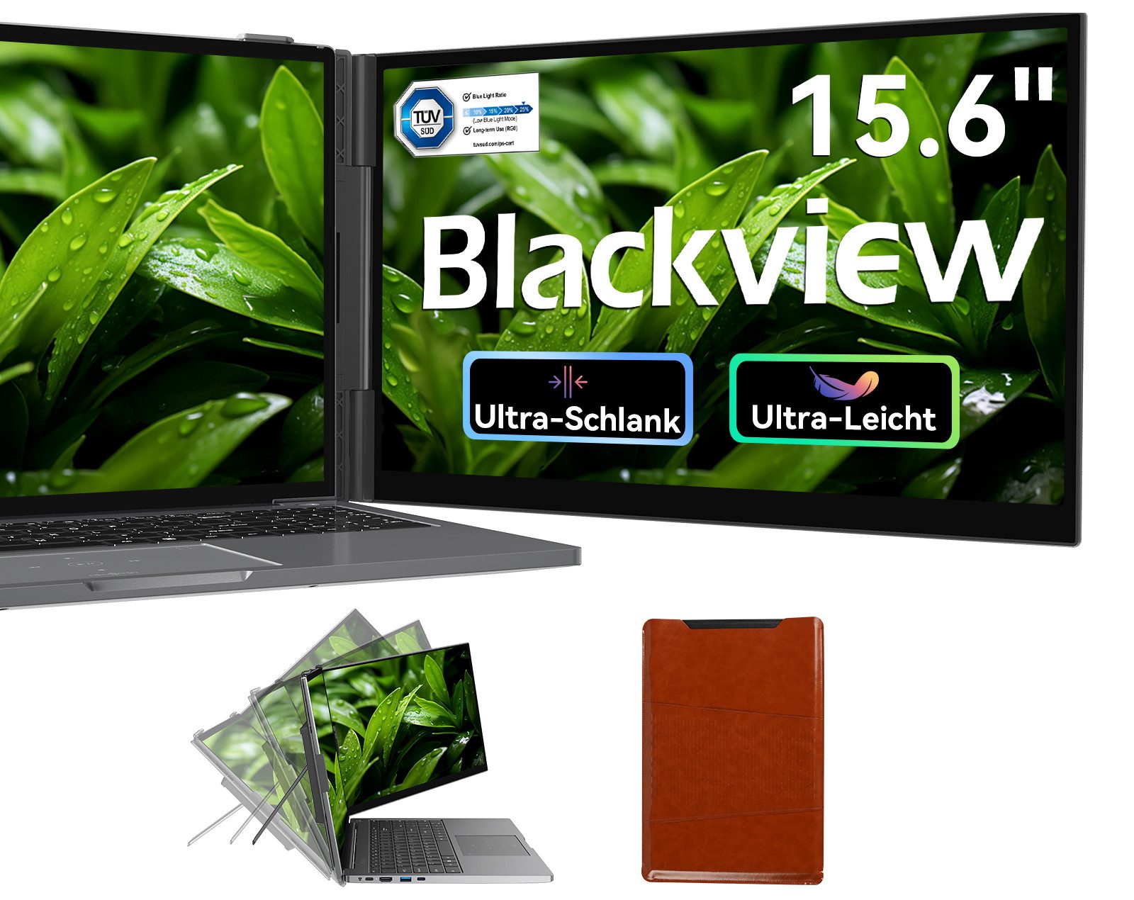 blackview 15.6 Zoll FHD Gaming Monitor SCM8, Ultra-dünne, LCD, IPS, 1920x1200 Portabler Monitor (1920x1200 px, Full HD, IPS, 800g, 180°, 14-17,3 Zoll & Windows/Mac/Android/Chrome-Kompatibilität)