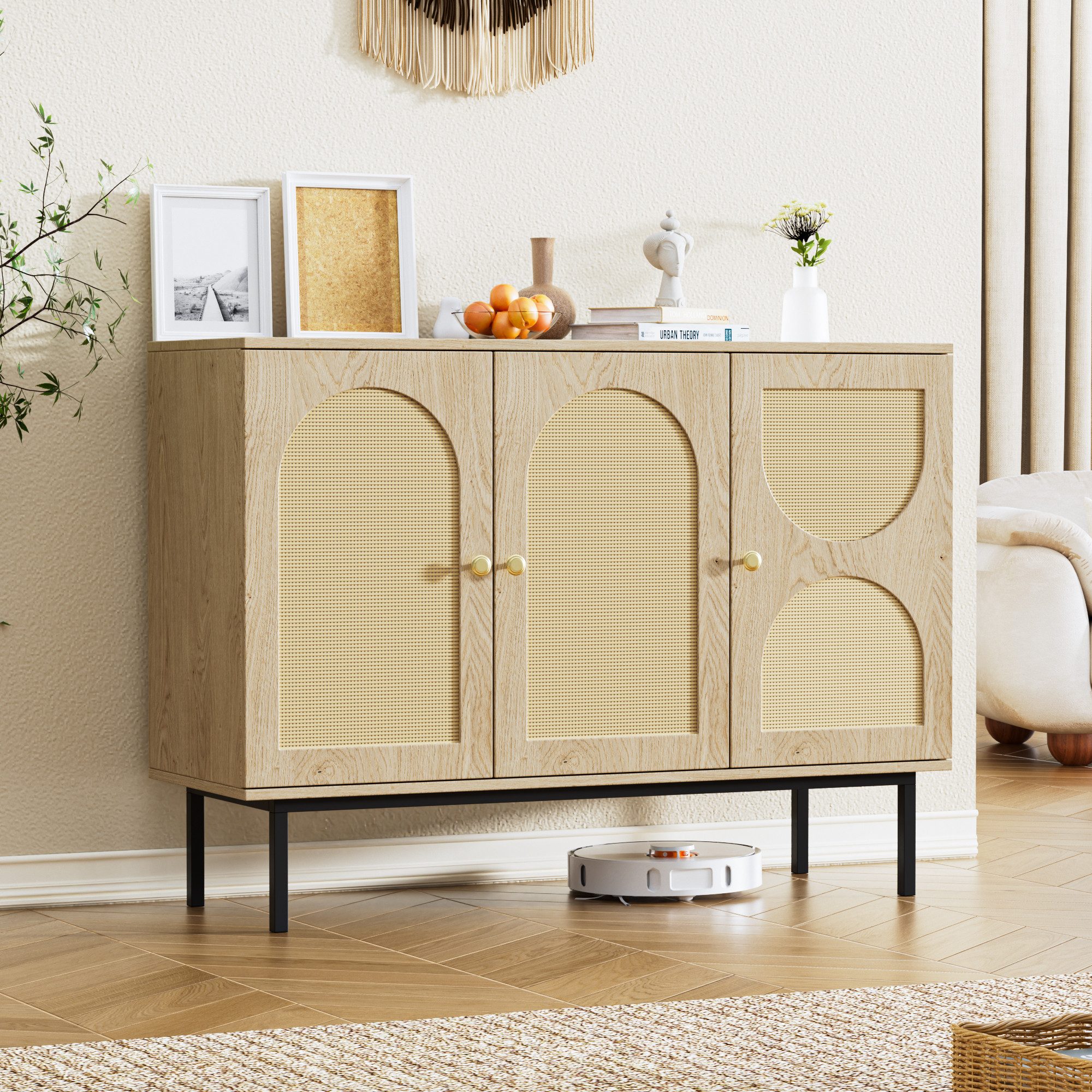 FiveWillowise Sideboard Rattan Anrichte Sideboard, Küchenschrank & Buffetsc günstig online kaufen
