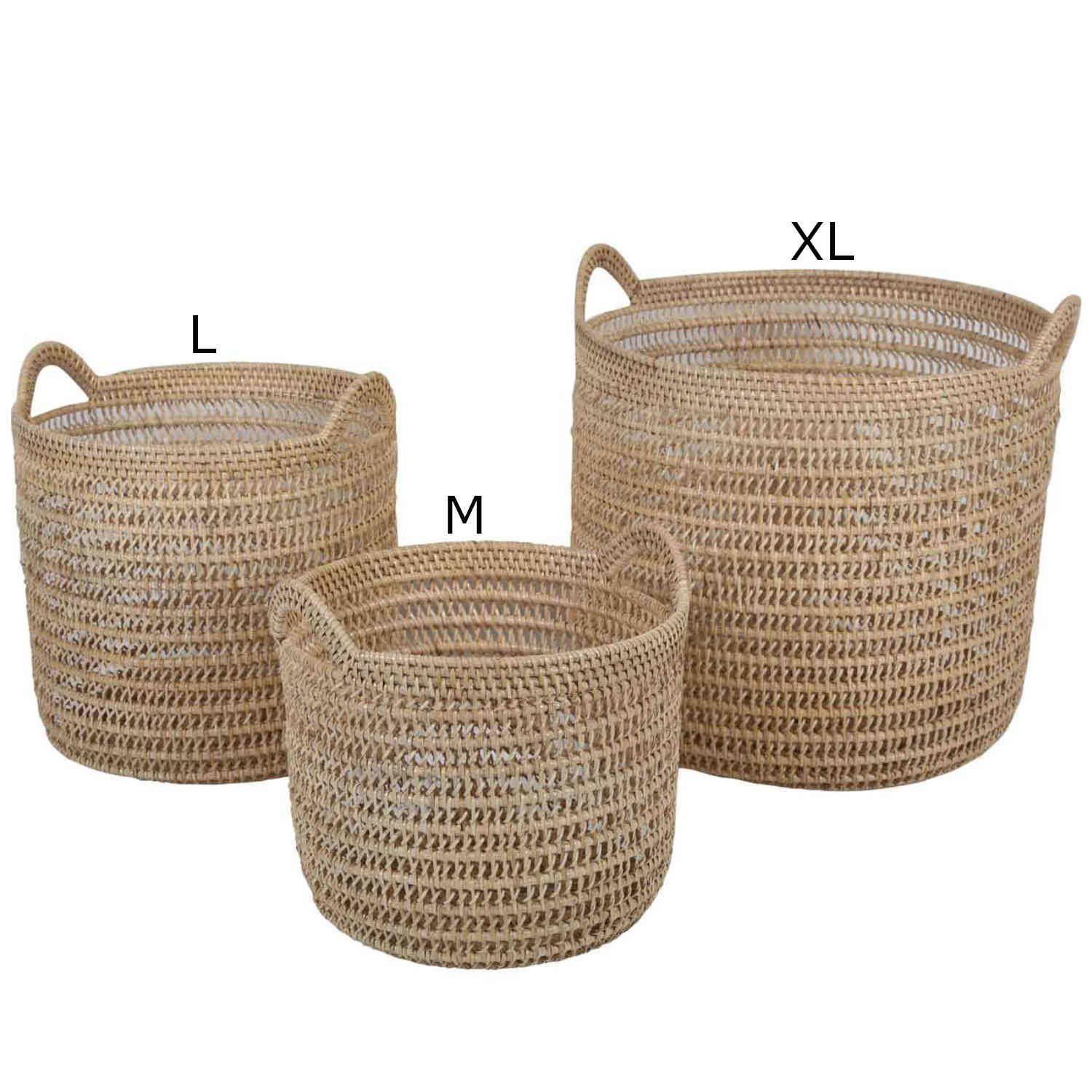 Casa Moro Weidenkorb Rattan Korb Eda Natur mit Henkel rund (Pflanzenkorb Wäschekorb mit Henkel), Allzweckkorb