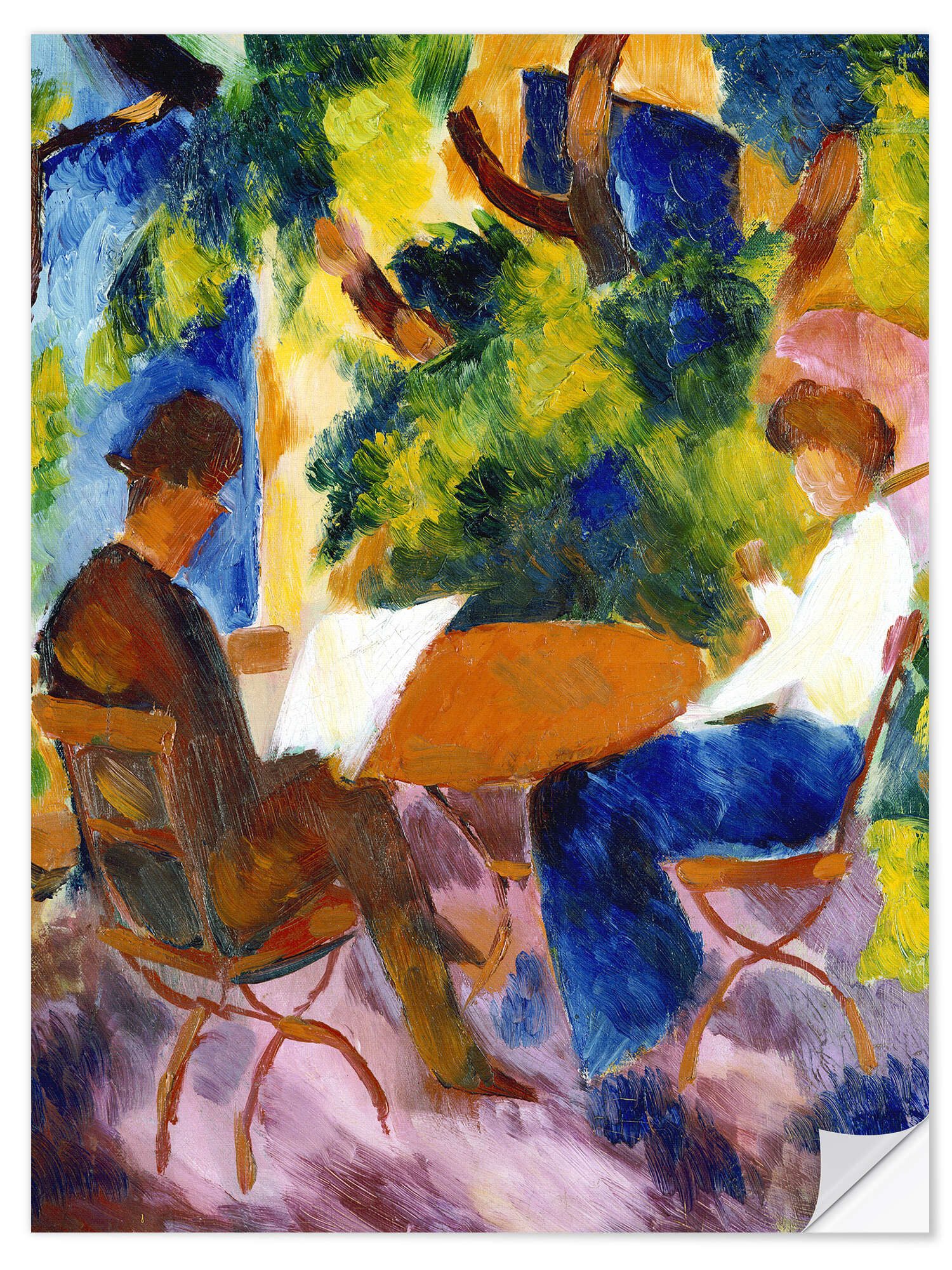 Posterlounge Wandfolie August Macke, Paar am Gartentisch, Malerei
