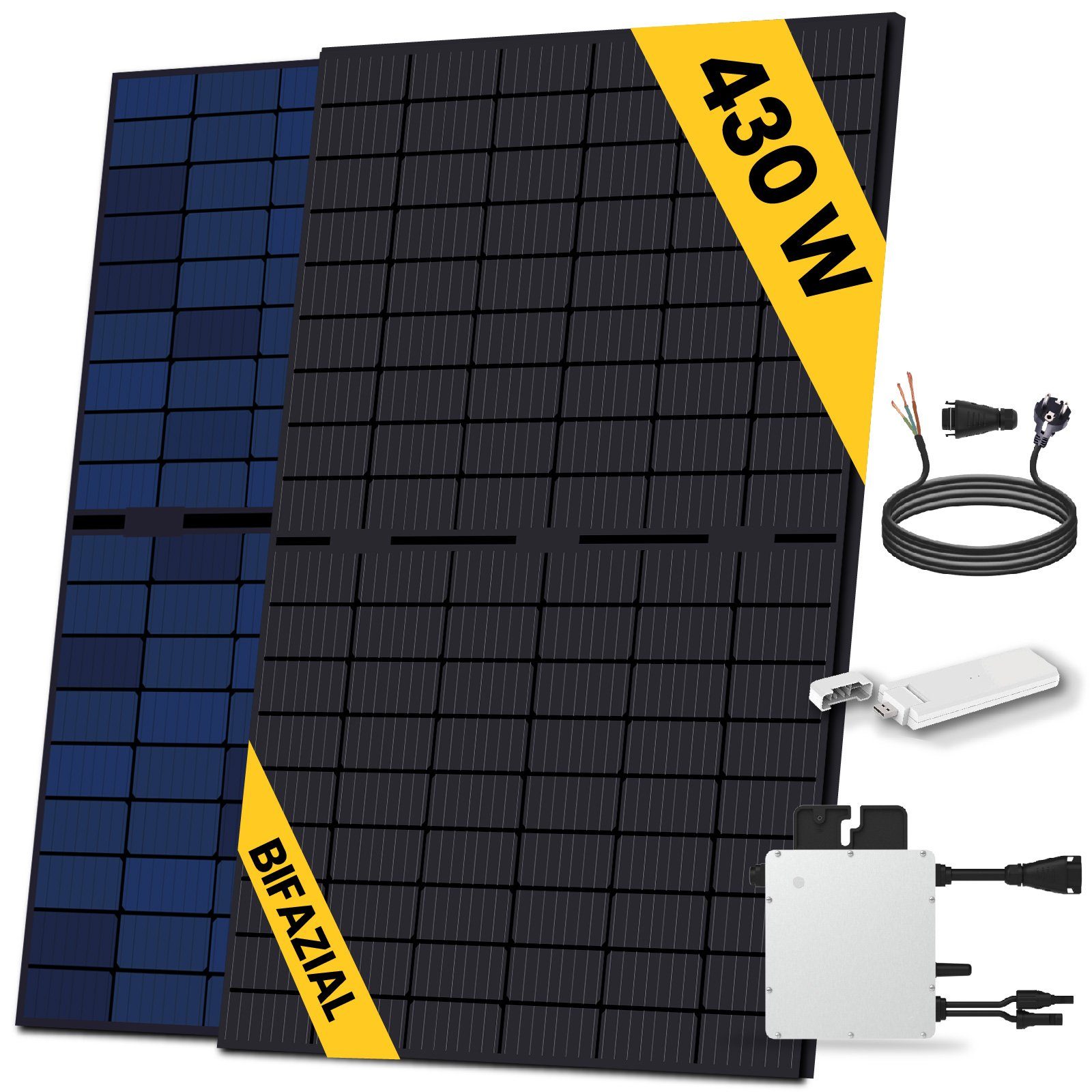 HMS-400-1T 430W mit Solaranlage etm Wechselrichter Bifazial Balkonkraftwerk SOLAR-HOOK