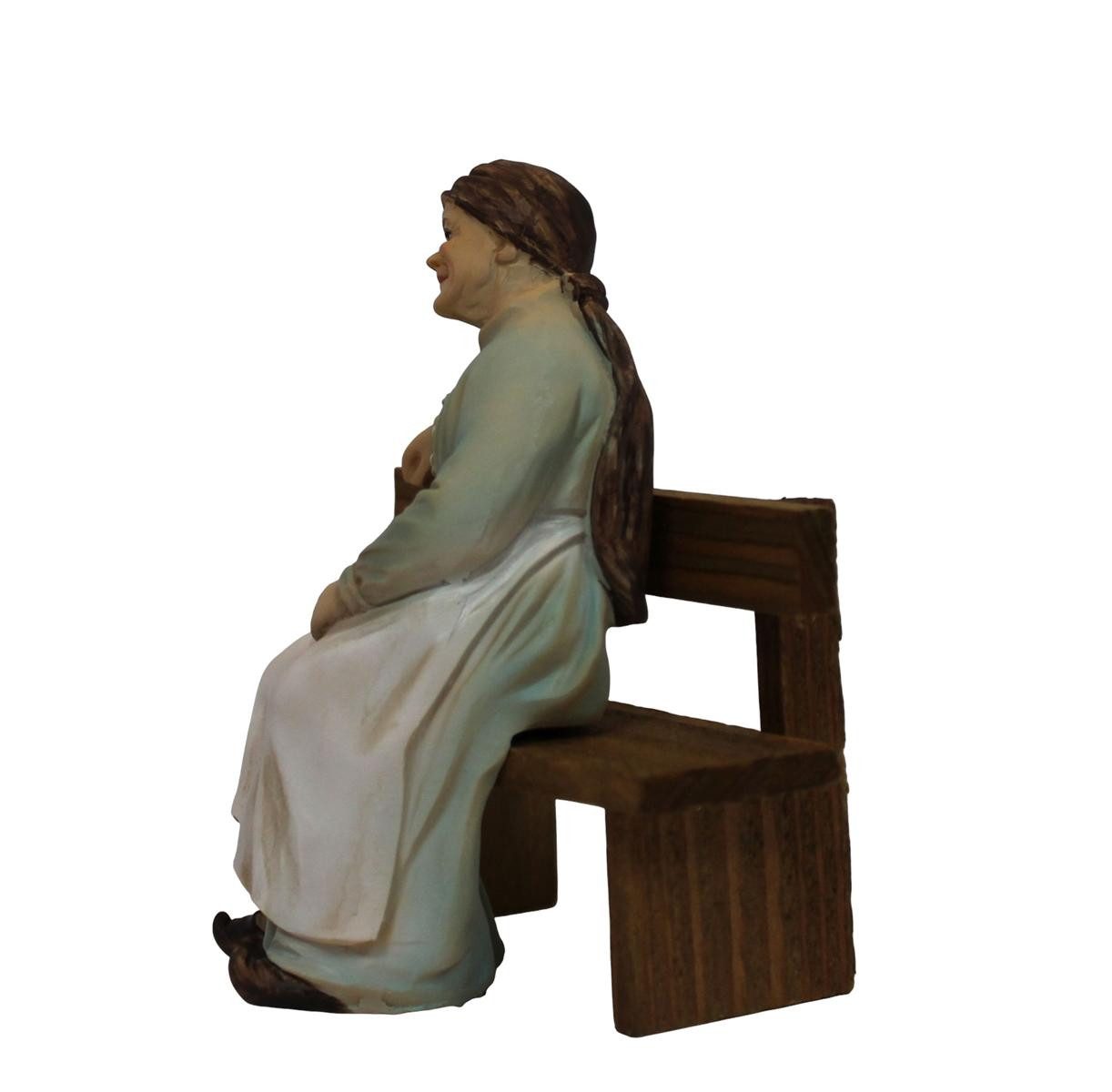 ZICOM Krippenfigur Großmutter sitzend auf Bank Polyresin handbemalt 10–11 cm (Set, 2-teilig)