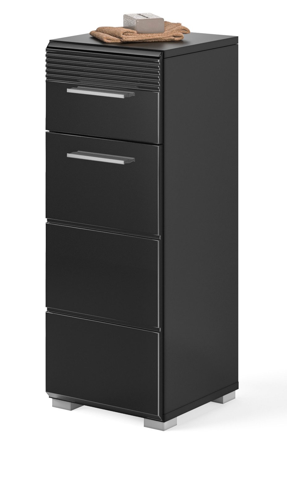 Inn.Furn Unterschrank Leon (Bad Kommode in schwarz, 30x79 cm) Hochglanz günstig online kaufen