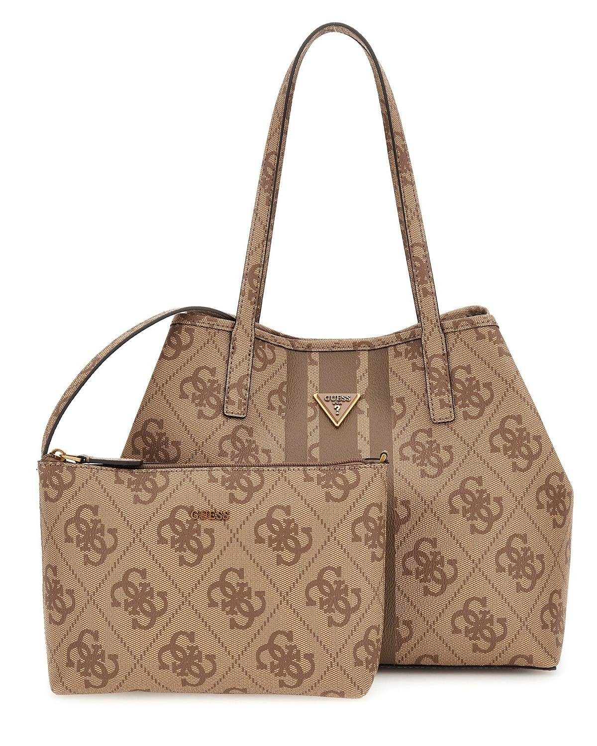 Guess Handtasche GUESS Vikky Tote Bag in Bag Damen Shopper, Logoschriftzug auf der Vorderseite grau