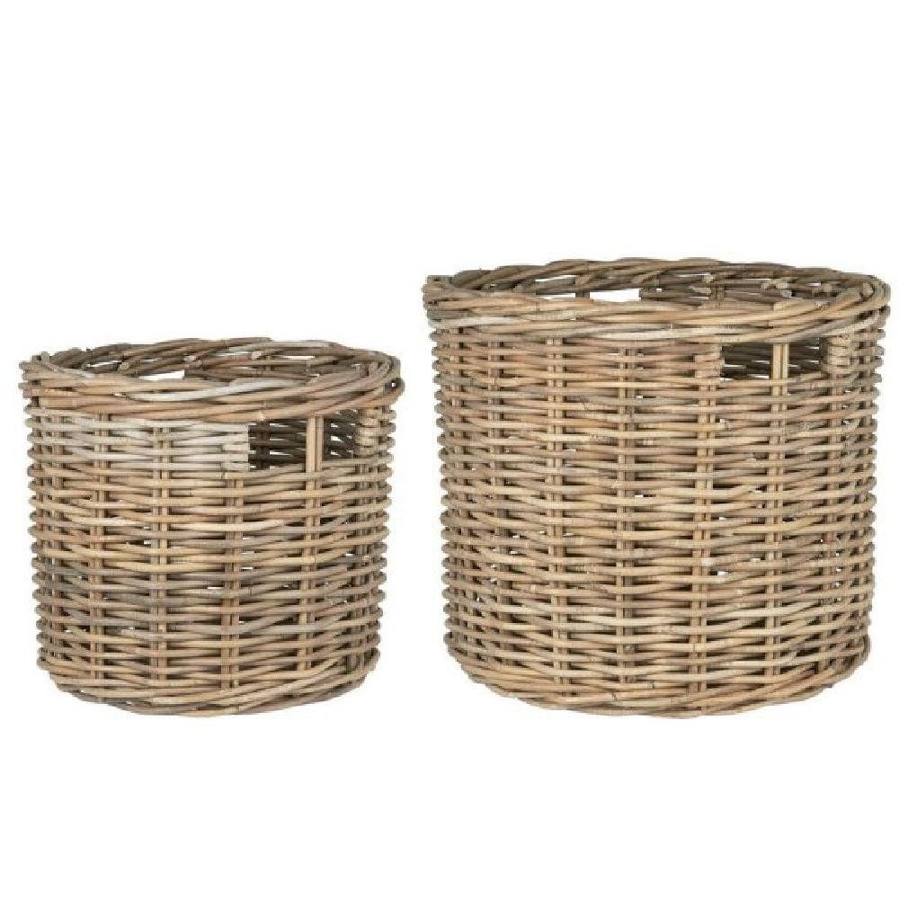 Ib Laursen Servierschale Ib Laursen Körbe Rattan Rund mit Henkel (2er-Set)