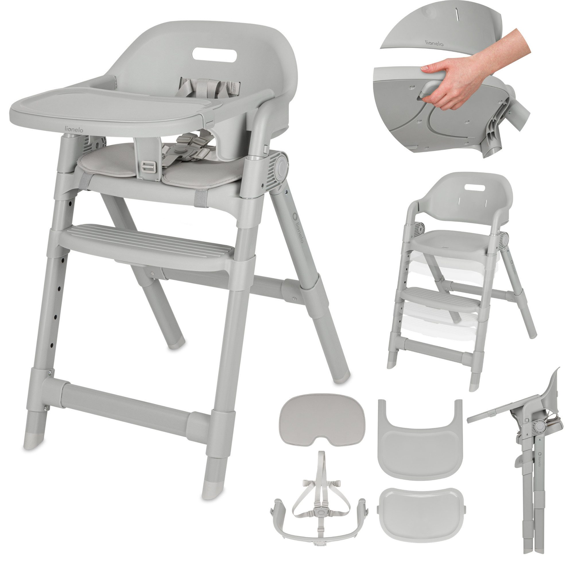 lionelo Hochstuhl MATT (Set), 5in1/klappbar/4 Positionen/5-Punkt-Gurte