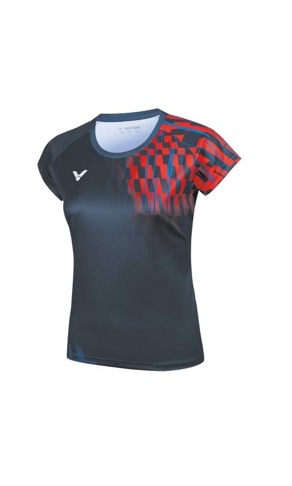 VICTOR T-Shirt Sport-Shirt T-51001TD B (100% Polyester) blau/rot Damen