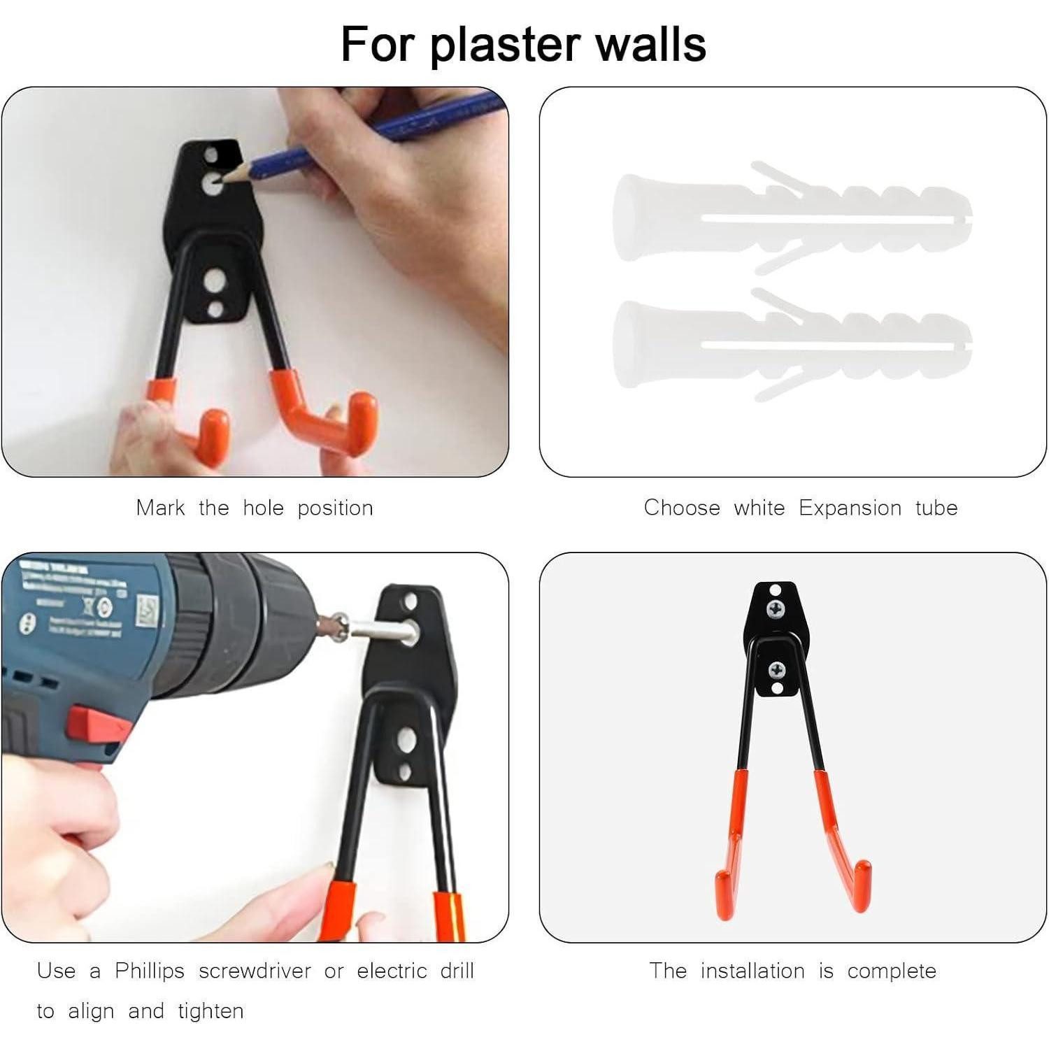 LuxusKollektion Werkzeughalter Garagenhaken Doppelhaken Wandhalterung Werkzeughalter 19*16cm Orange