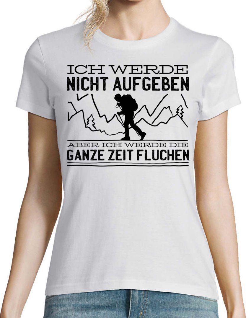 Aufgeben Damen Wandern Designz Frontprint T-Shirt Weiss T-Shirt mit trendigem Nicht Youth
