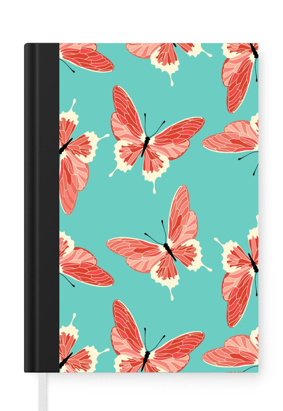 MuchoWow Notizbuch Schmetterlinge - Rosa - Muster, Journal, Merkzettel, Tagebuch, Notizheft, A5, 98 Seiten, Haushaltsbuch