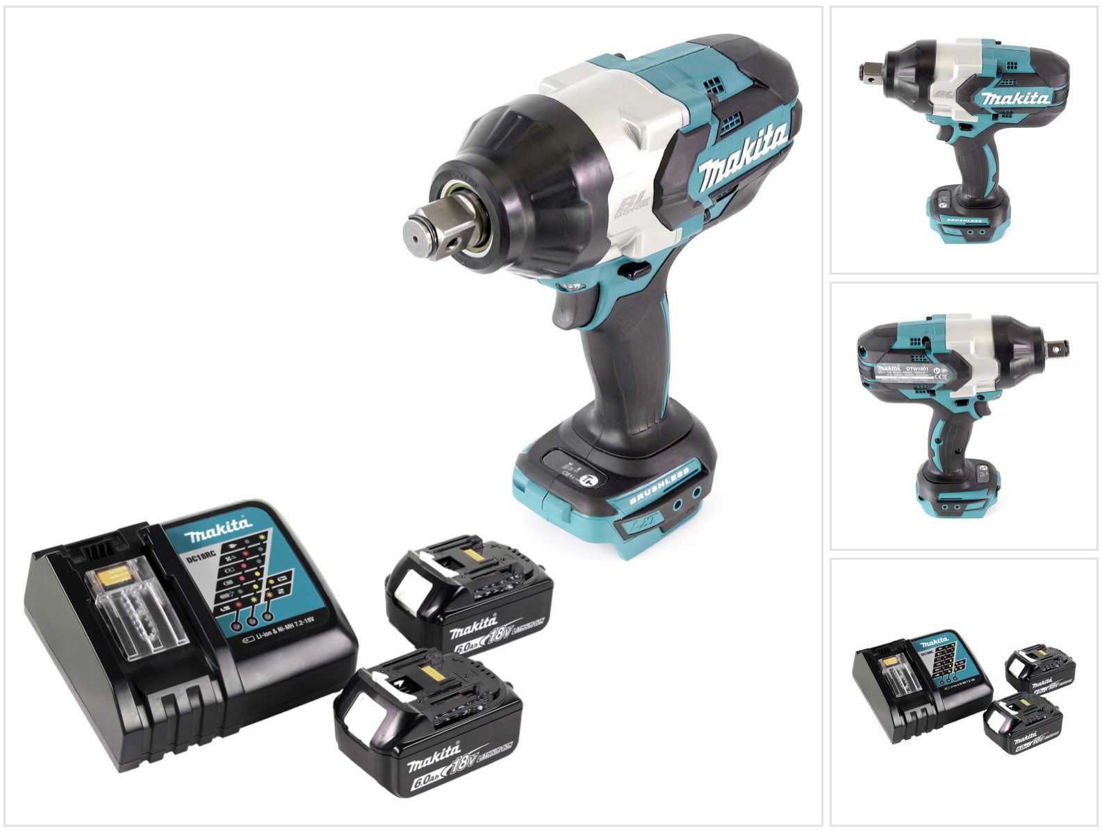 Makita Akku-Schlagschrauber DTW 1001 RG Akku Schlagschrauber 18V 3/4“ 1050Nm Brushless + 2x Akku