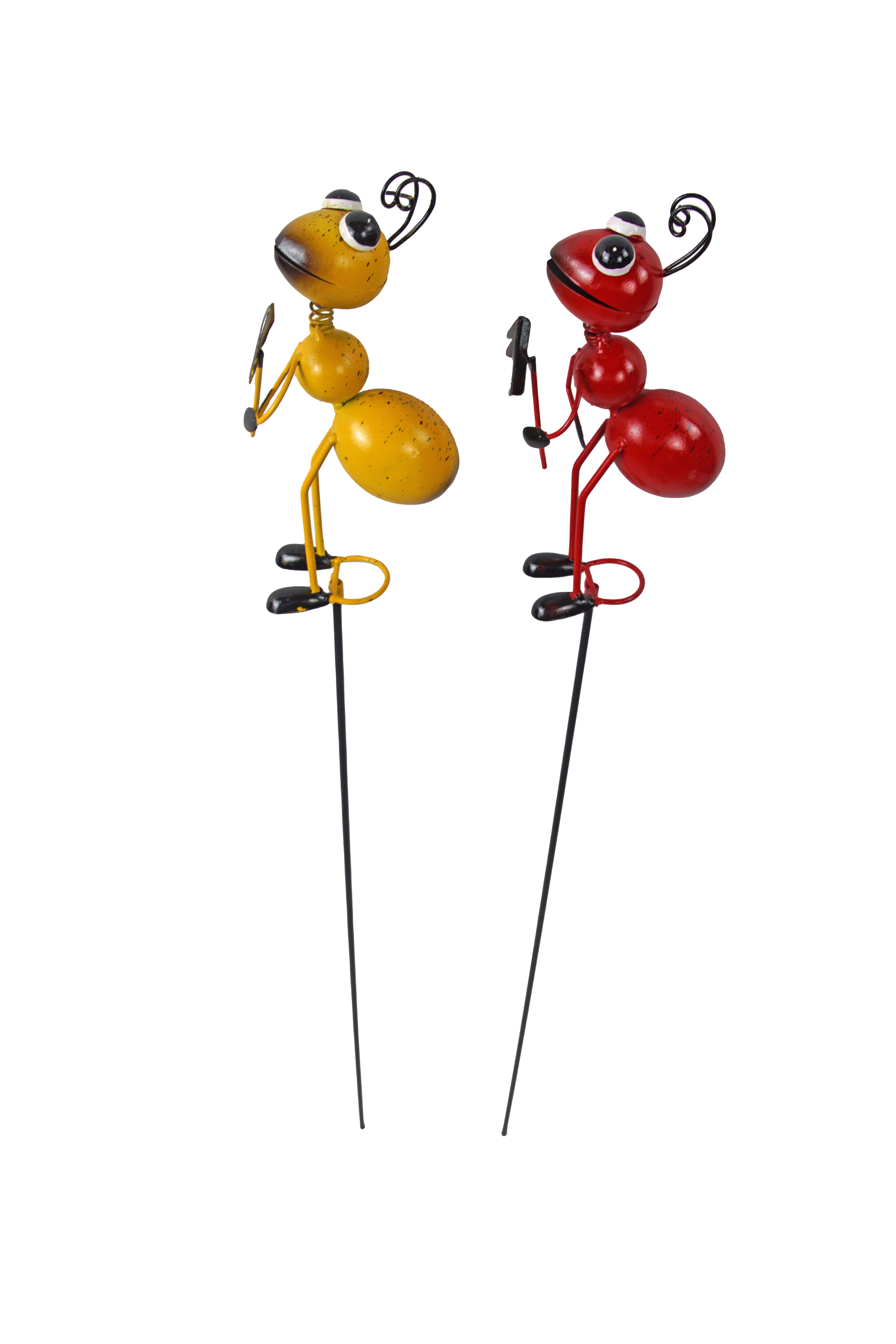 Posiwio Gartenstecker Charmantes 2er-Set Gartenstecker "Fleißige Ameisen" (Set, 2 tlg) Wetterfestes Metall mit Federhals und liebevollen Details im Beet!!!