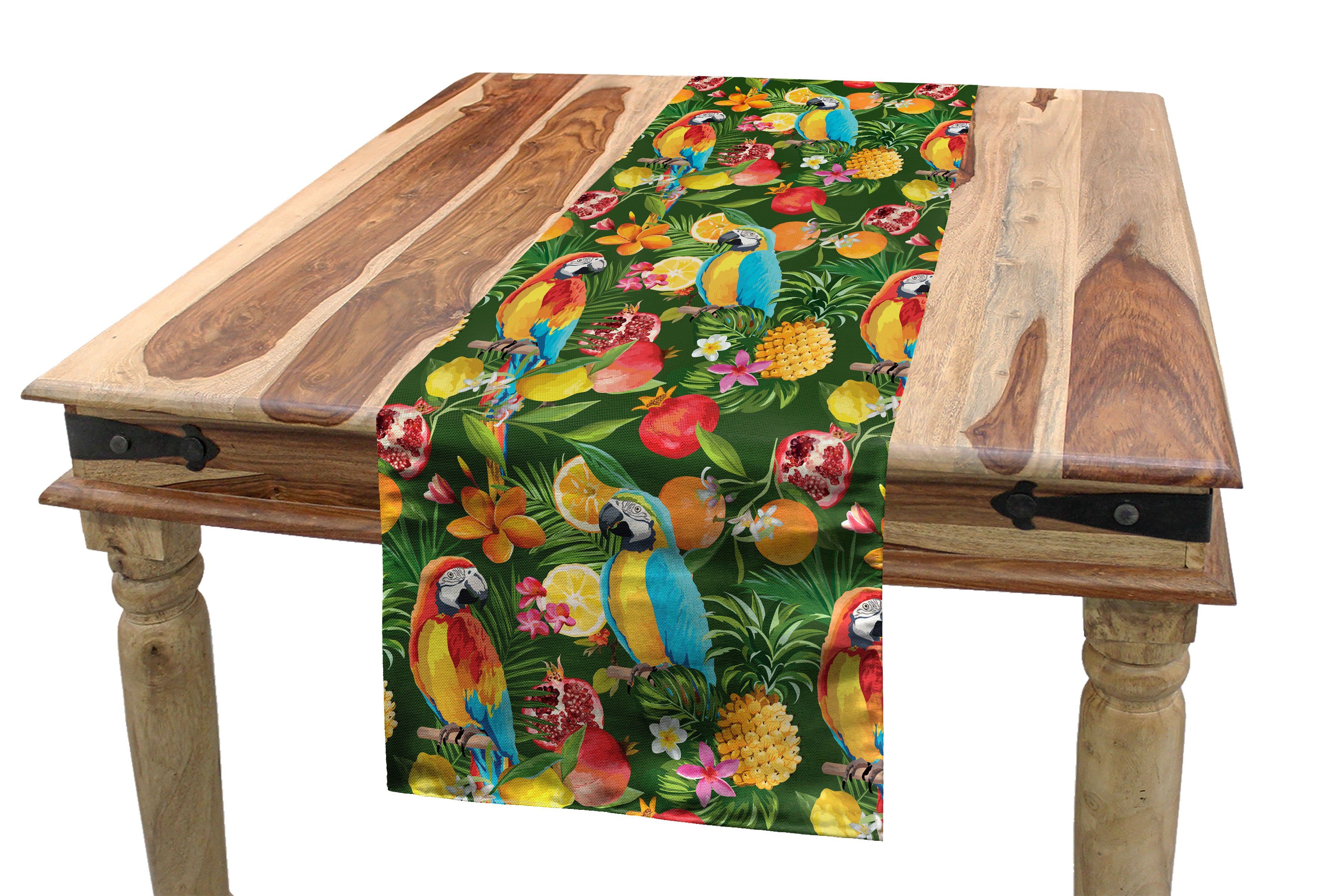 Tischläufer, Papageien Tischläufer Küche Rechteckiger Dekorativer und Abakuhaus Tropisch Esszimmer Granatapfel