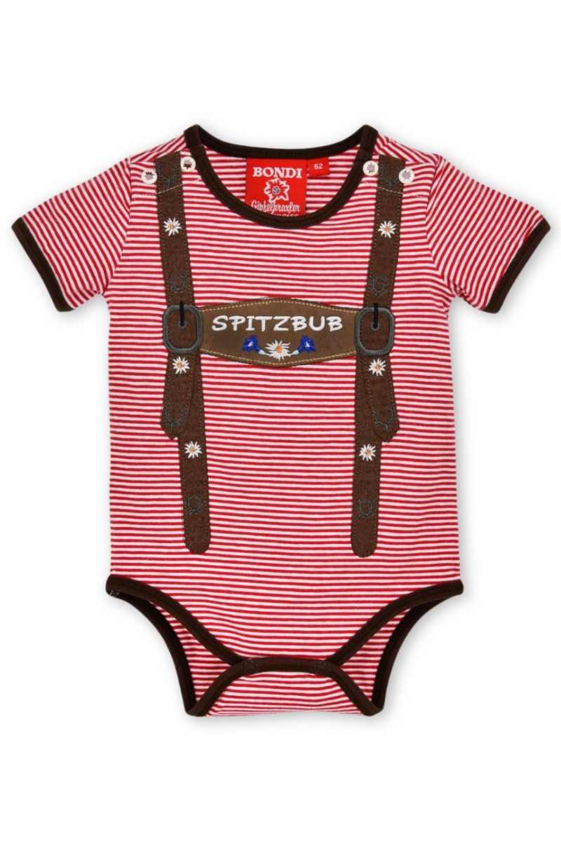 BONDI Trachtenkleid Baby Body - HOSENTRÄGER/SPITZBUB - rot/weiß geringelt