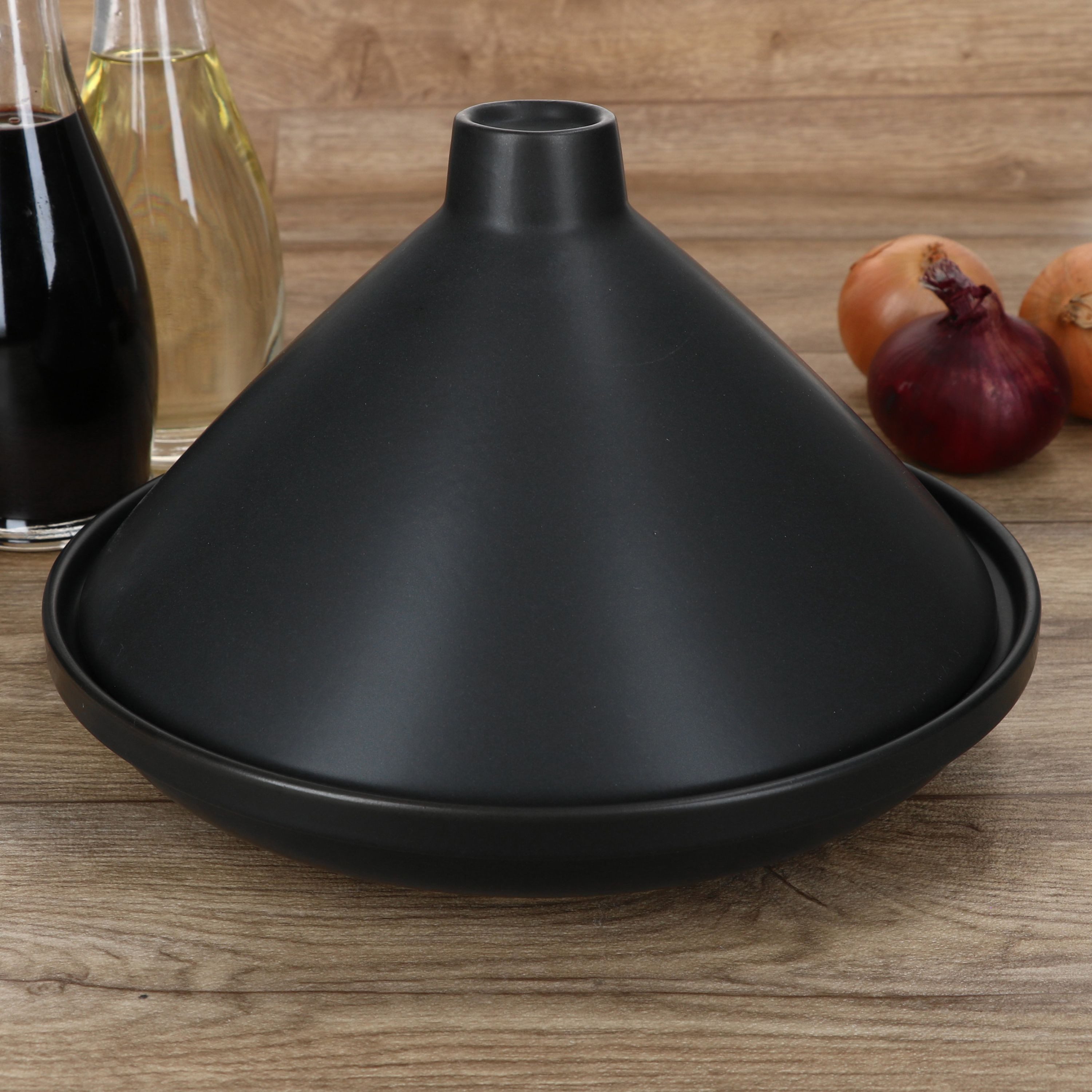 MamboCat Schmortopf MamboCat Tajine Steingut matt schwarz mit Deckel Ofenform Schmor-Topf – Bild 5 von 5