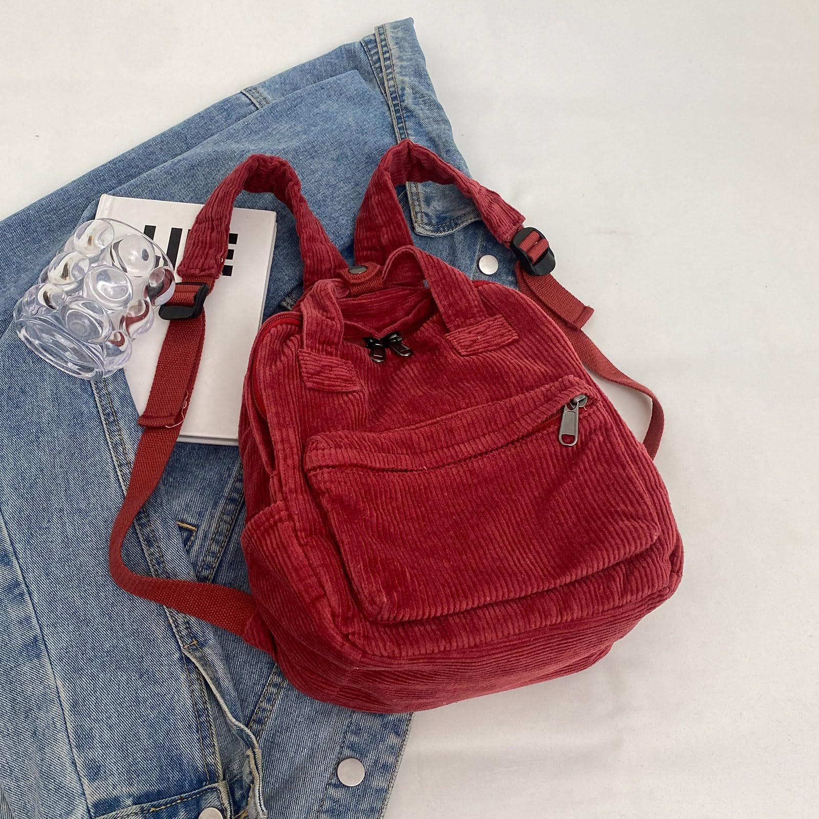 nsihing Rucksack Damen Canvas/Cord Cityrucksack Rucksäcke Daypacks, Rucksackhandtaschen Kinderrucksäcke für Schule Travel Arbeit