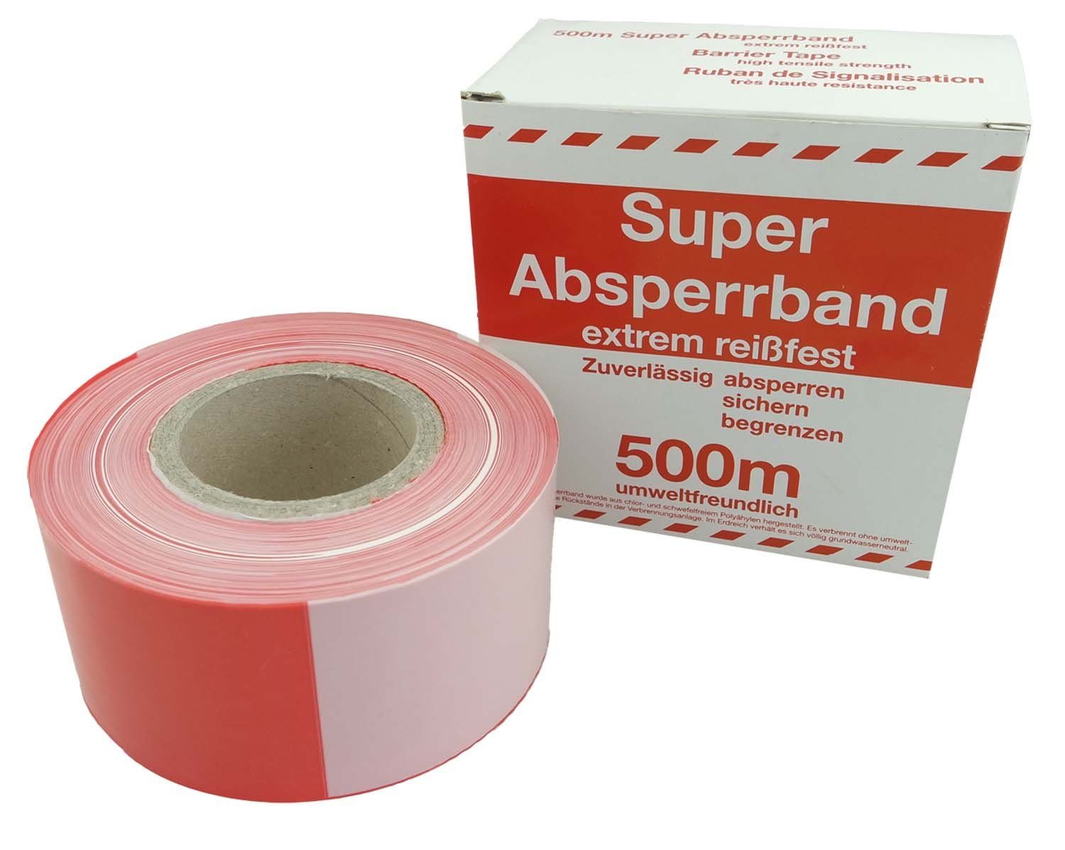 Flatterband rot-weiß 80mmx500m Folien-Absperrband Absperrband Baustell Klebeband