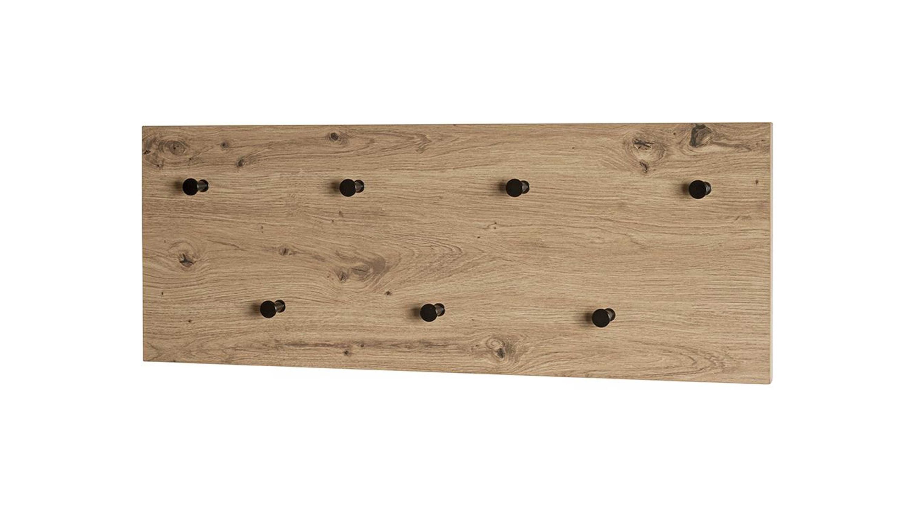 HAKU Garderobenpaneel HAKU Möbel Wandgarderobe Artisan Eiche schwarzes Metall 80 x 30 cm