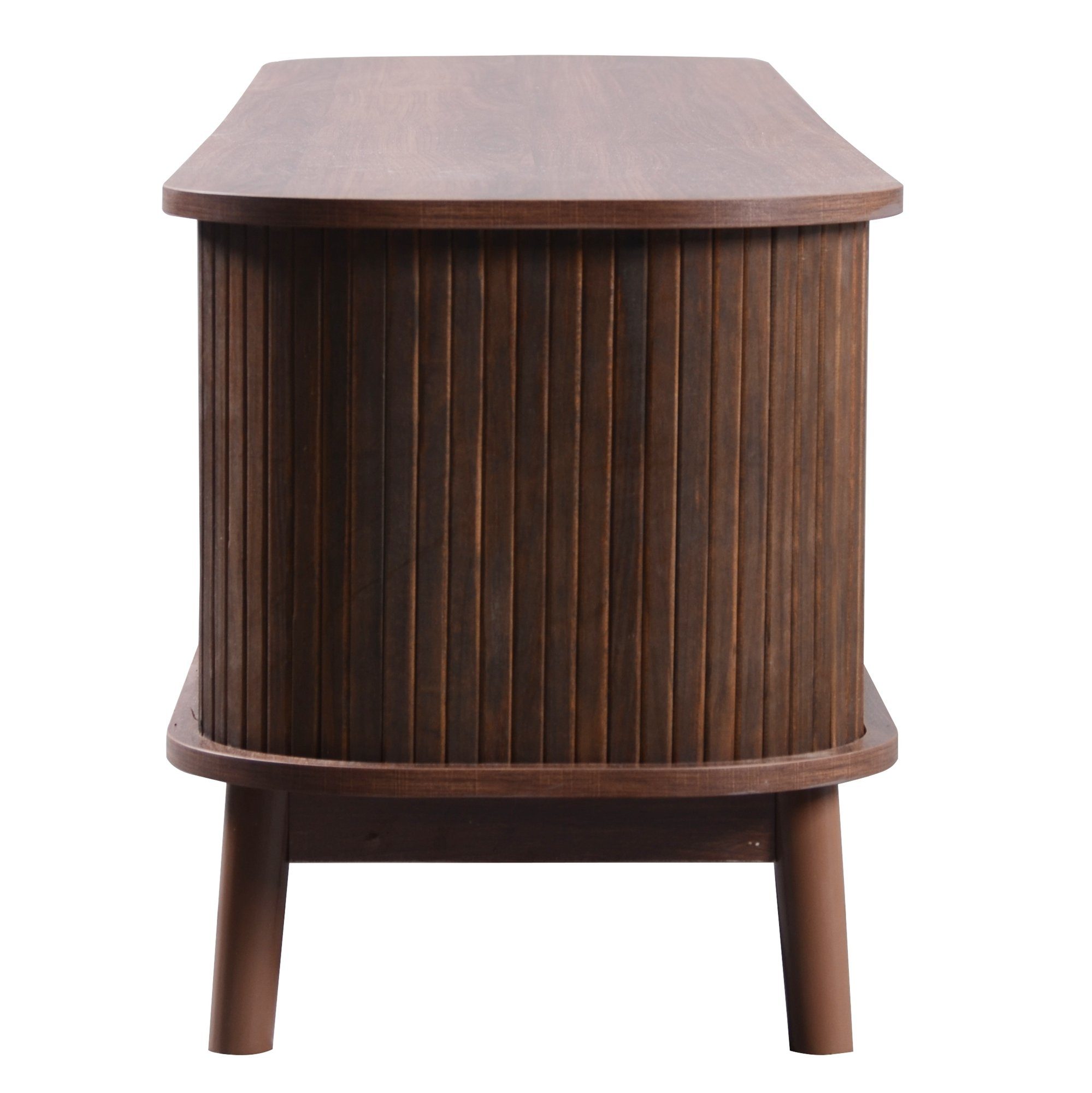 Merax Lowboard mit 2 Schubladen und 2 Bogenschiebetüren, TV-Schrank mit Rattan-Geflecht,Breite 170cm