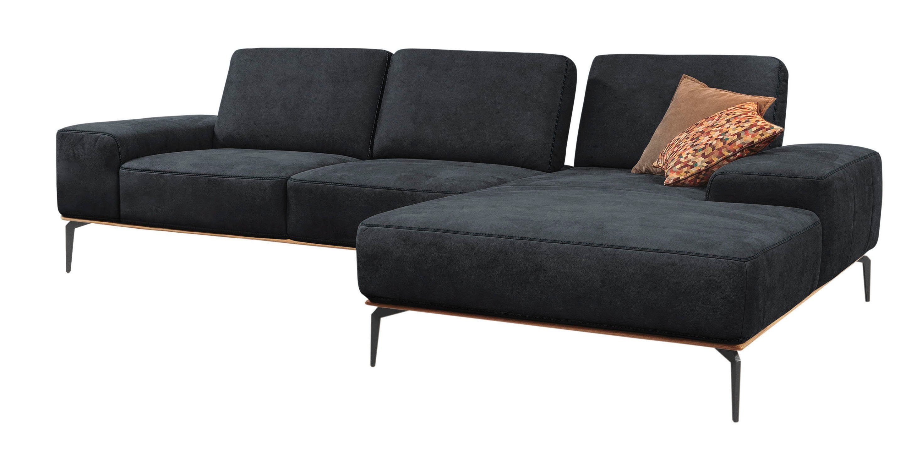 W.SCHILLIG Ecksofa run, mit in pulverbeschichtet, Breite Füße 319 Schwarz cm Holzsockel