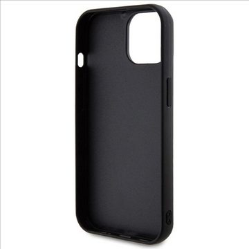 Guess Smartphone-Hülle Guess Apple iPhone 15 Schutzhülle Case Quilted Metal Logo Schwarz