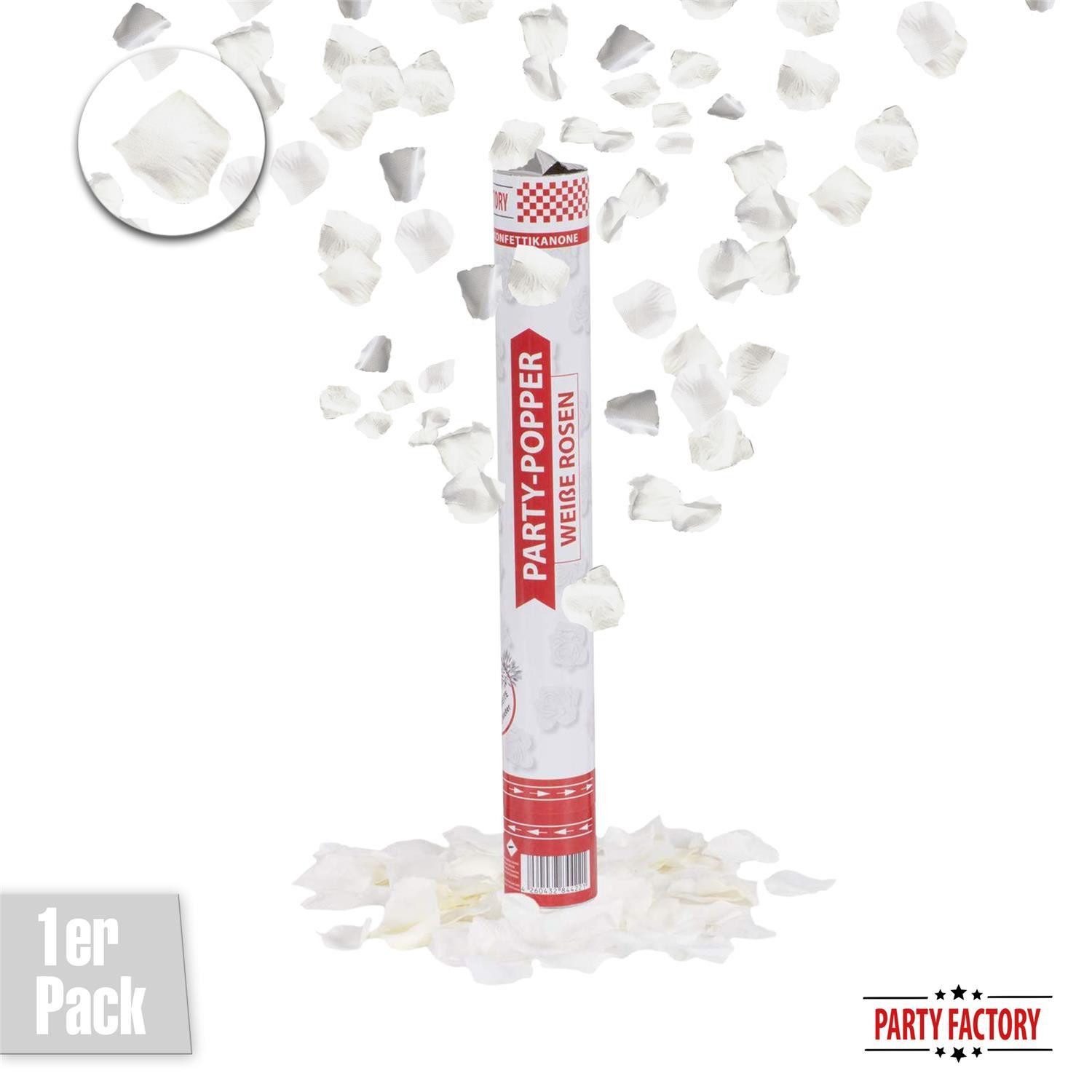 Party Factory Konfetti Party Popper weiße o. rote Rosen Konfetti-Kanone bis 6 m Effekthöhe, verleiht Eleganz und Anmut