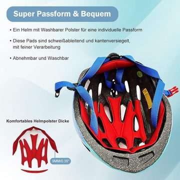 CoolBlauza Kinderfahrradhelm Fahrradhelm,Kinder Helm,Skatehelm (1-tlg., Verstellbarer Skateboardhelm Radhelm,Skating-Helm), 52-56CM für Mädchen und Jungs