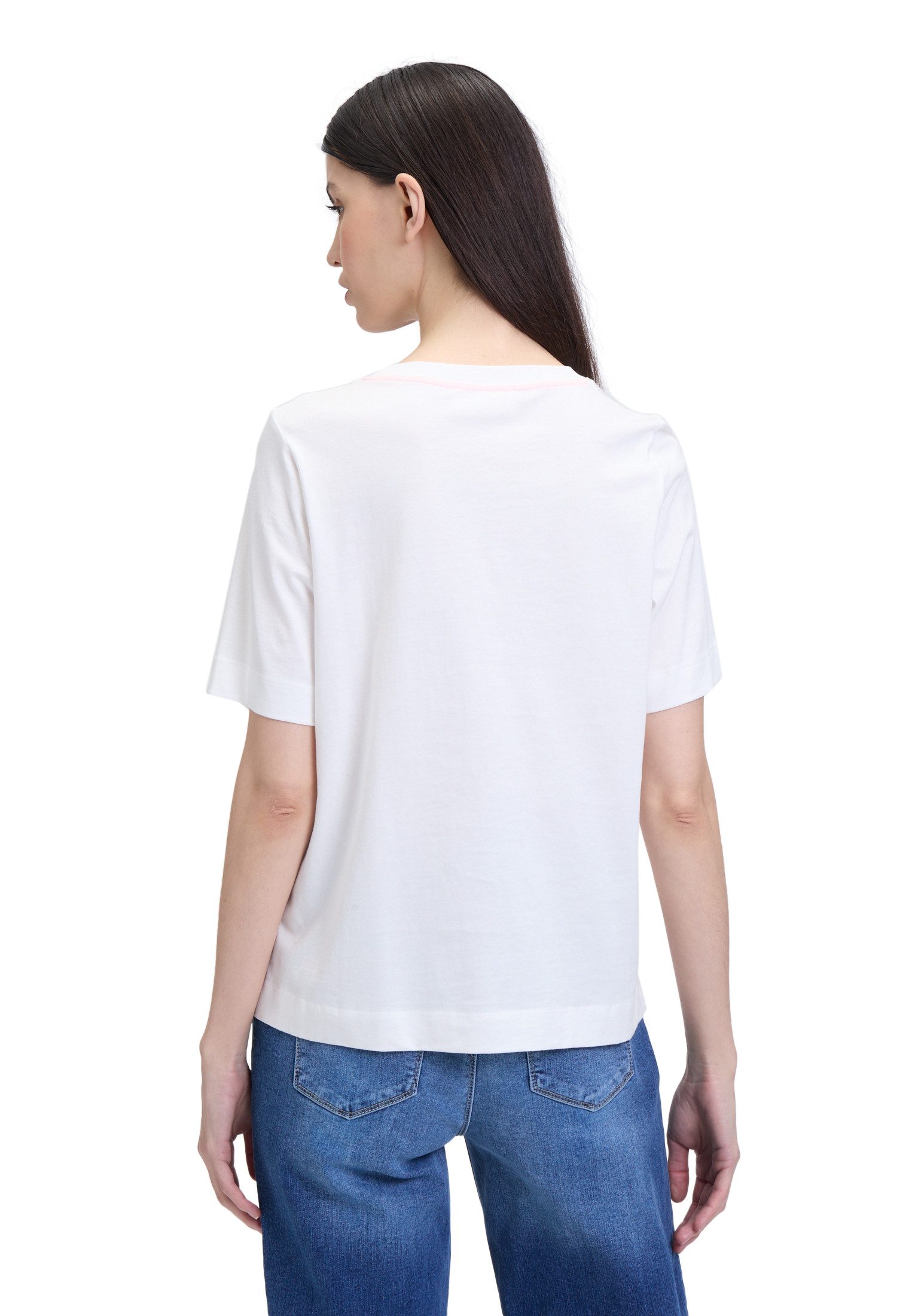 Cartoon Kurzarmshirt Damen mit Rundhalsausschnitt (1-tlg) Stickerei