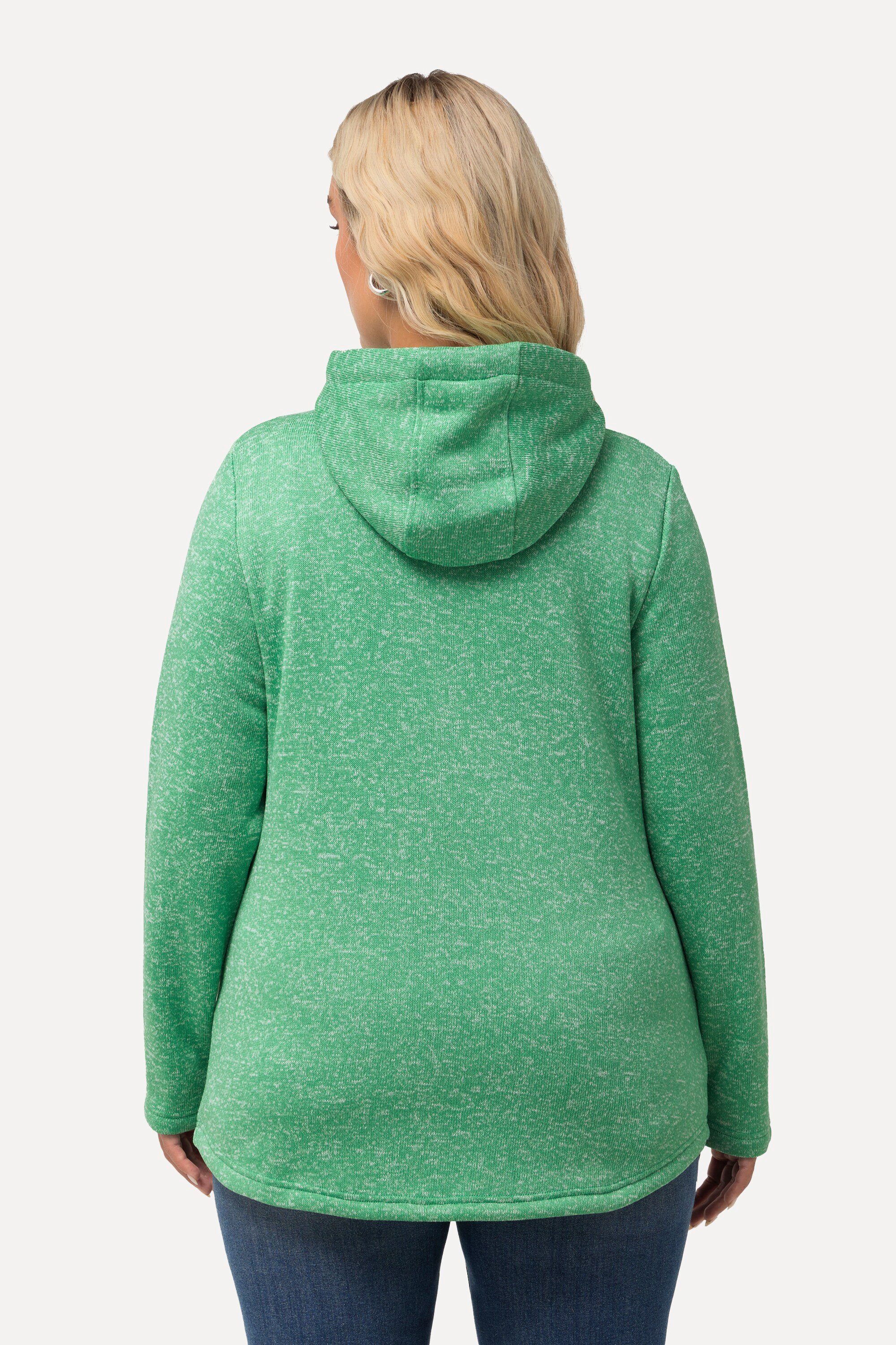 Ulla Popken Sweatjacke Strickfleece-Jacke Kapuze Reißverschlusstaschen