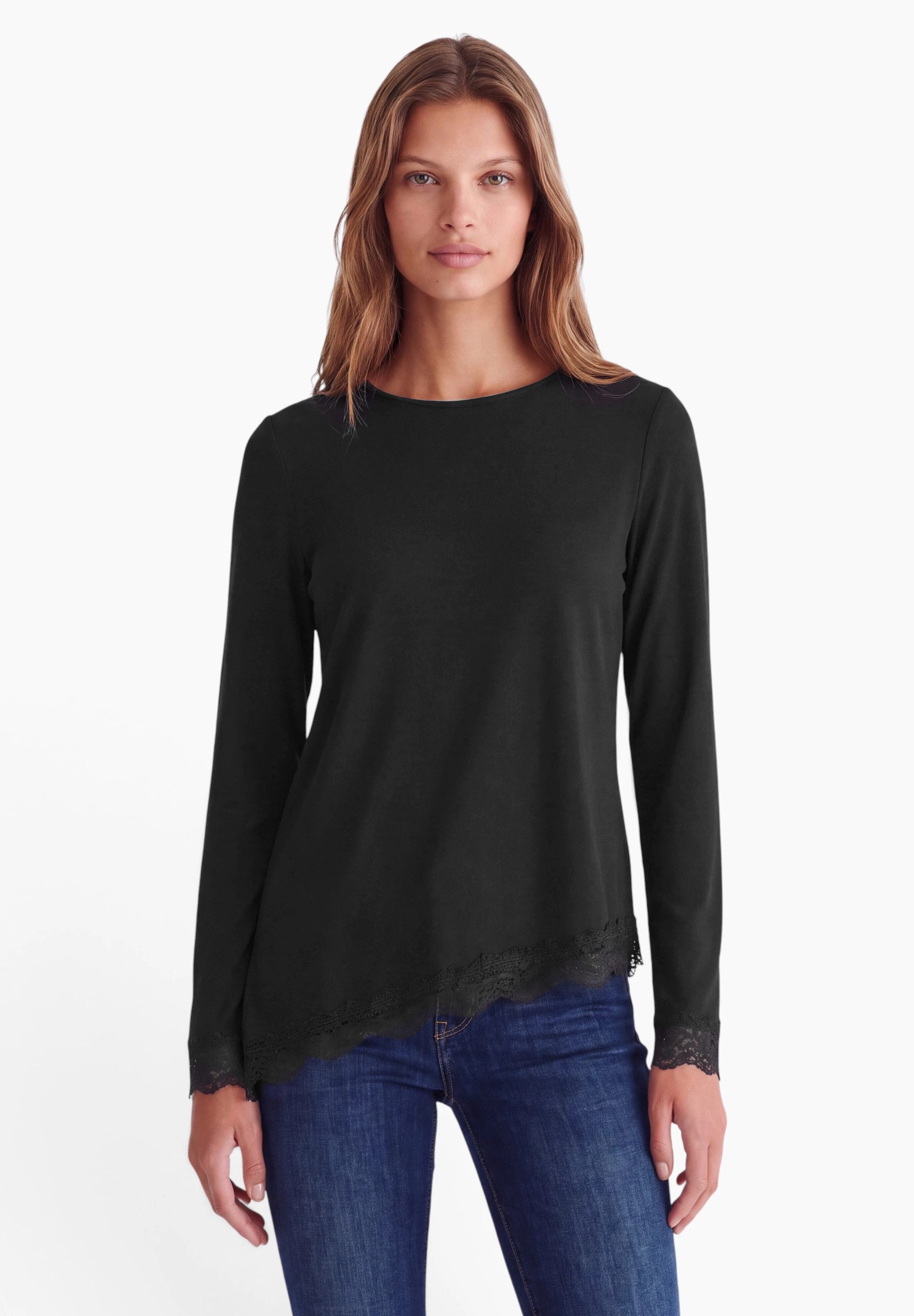 STREET ONE STUDIO Langarmshirt mit Spitzendetails