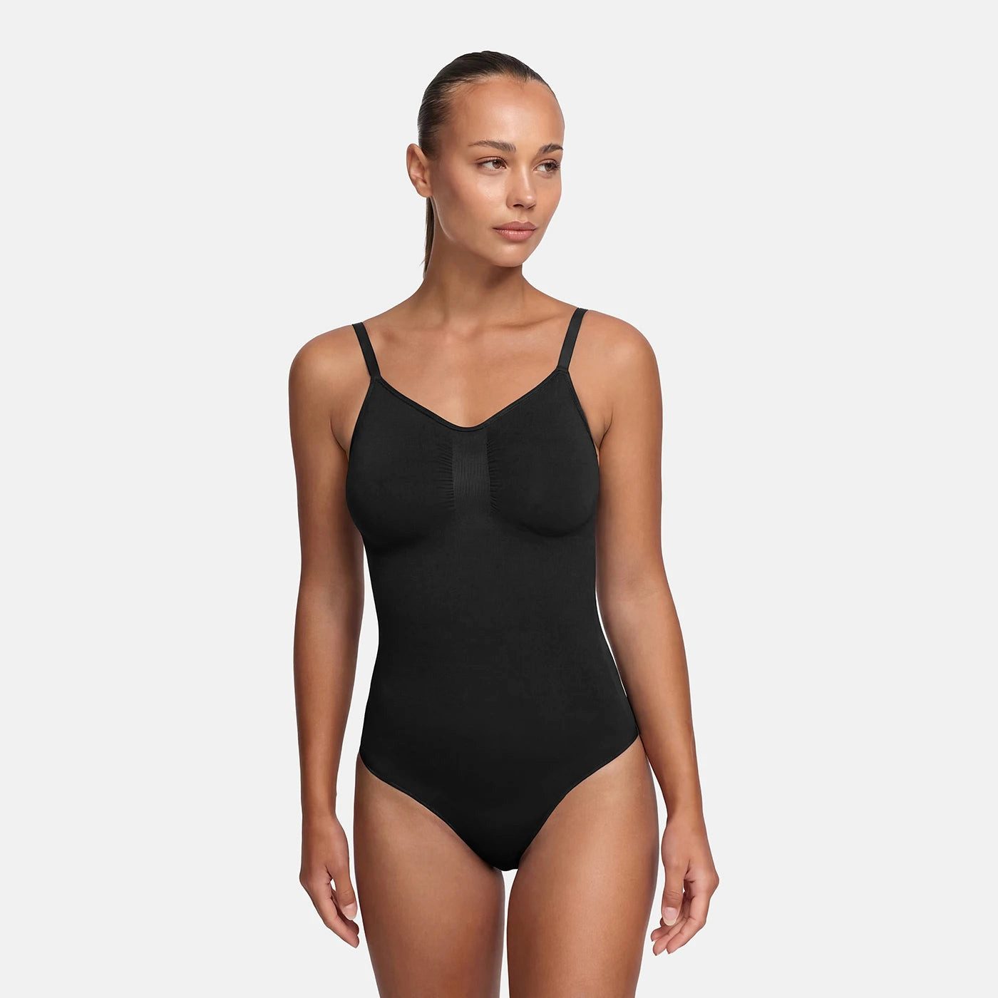 cfab (creamy fabrics) Miederbody Bodysuit Sculpting Shapewear mit String-Schwarz-4XL (1-tlg) Figurformend