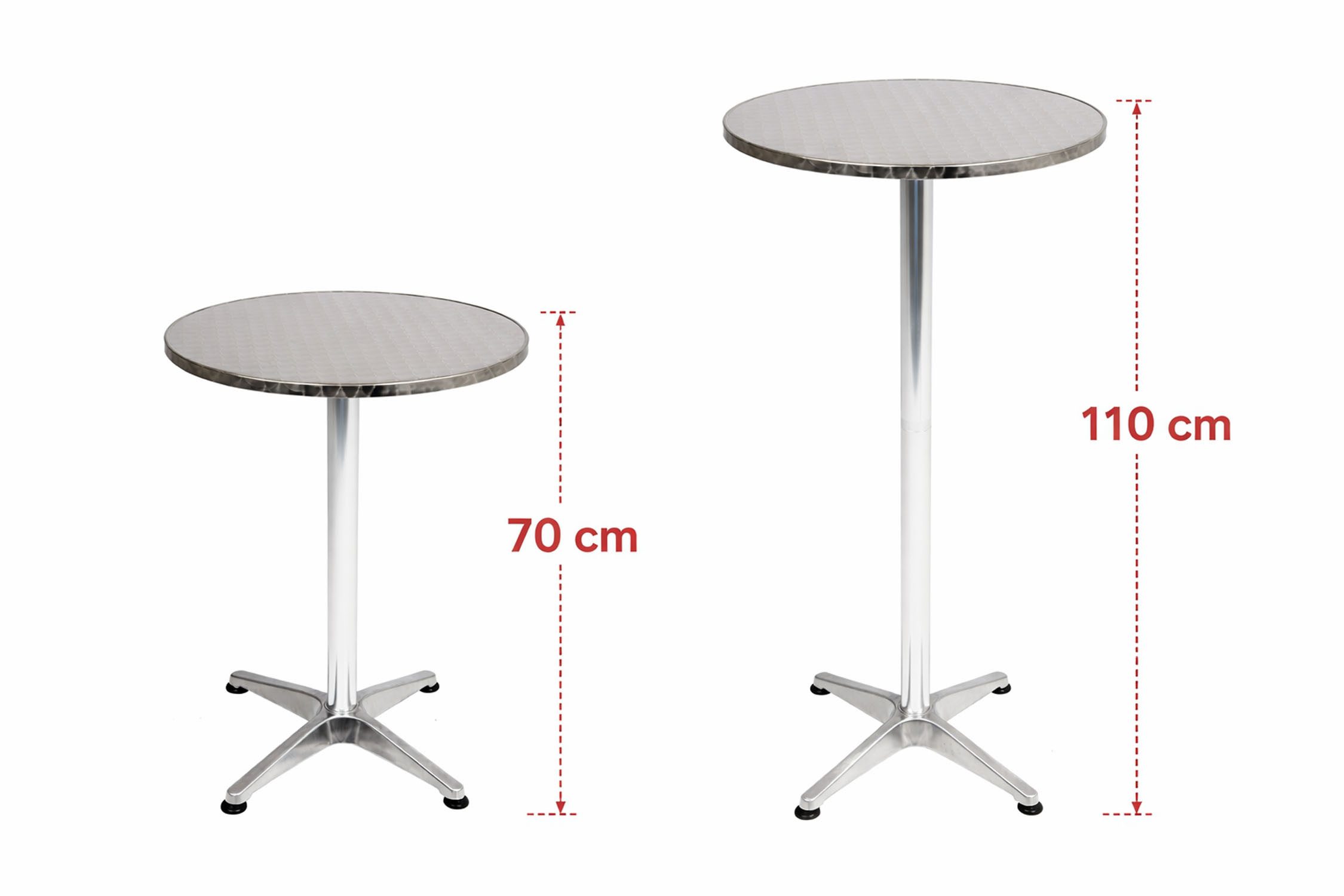 Mojawo Küchentisch Bistrostehtisch rund Silber Ø60cm H70/110cm Höhenverstellbar