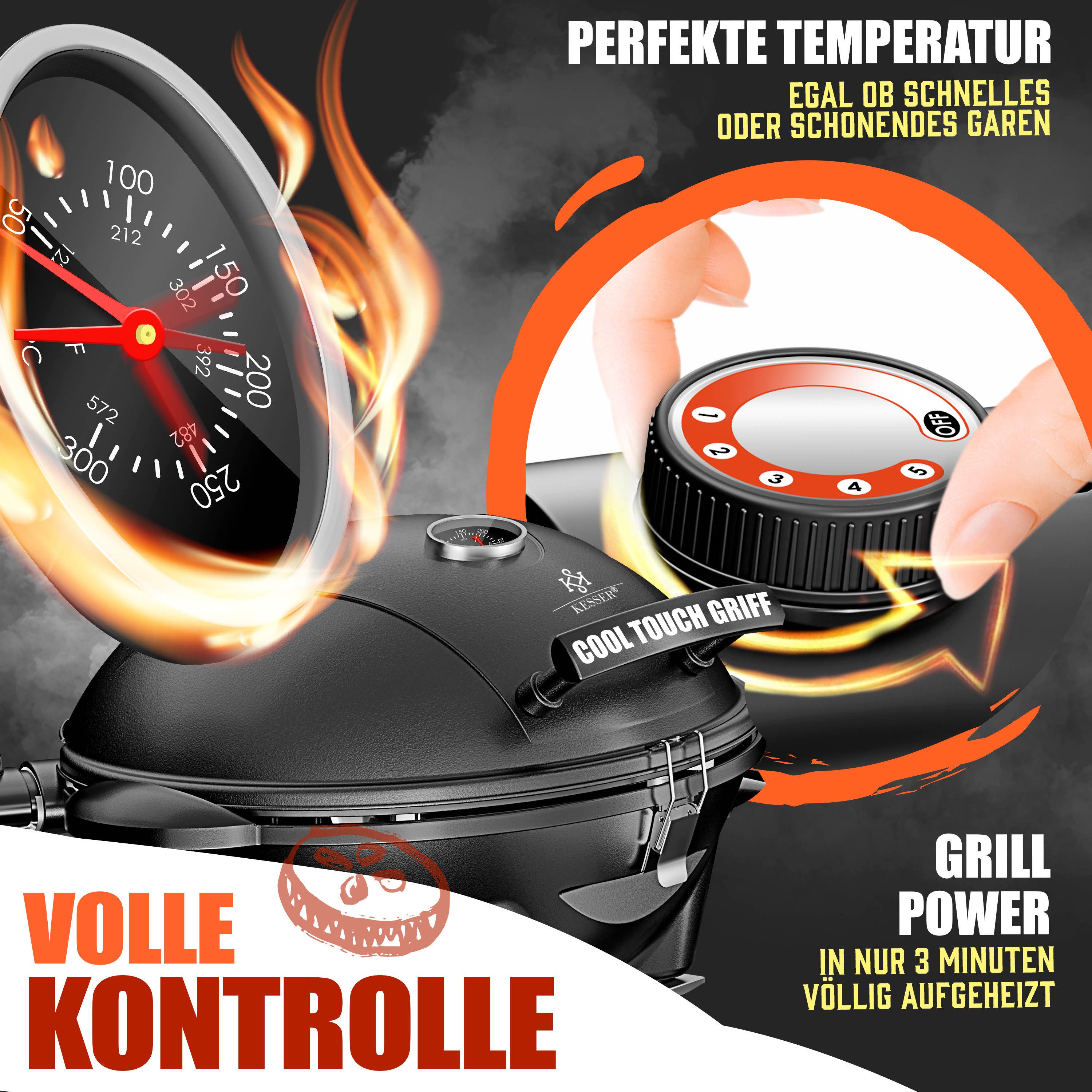KESSER Elektro-Standgrill, elektrischer Elektrogrill 2in1 Tischgrill Standgrill Deckel