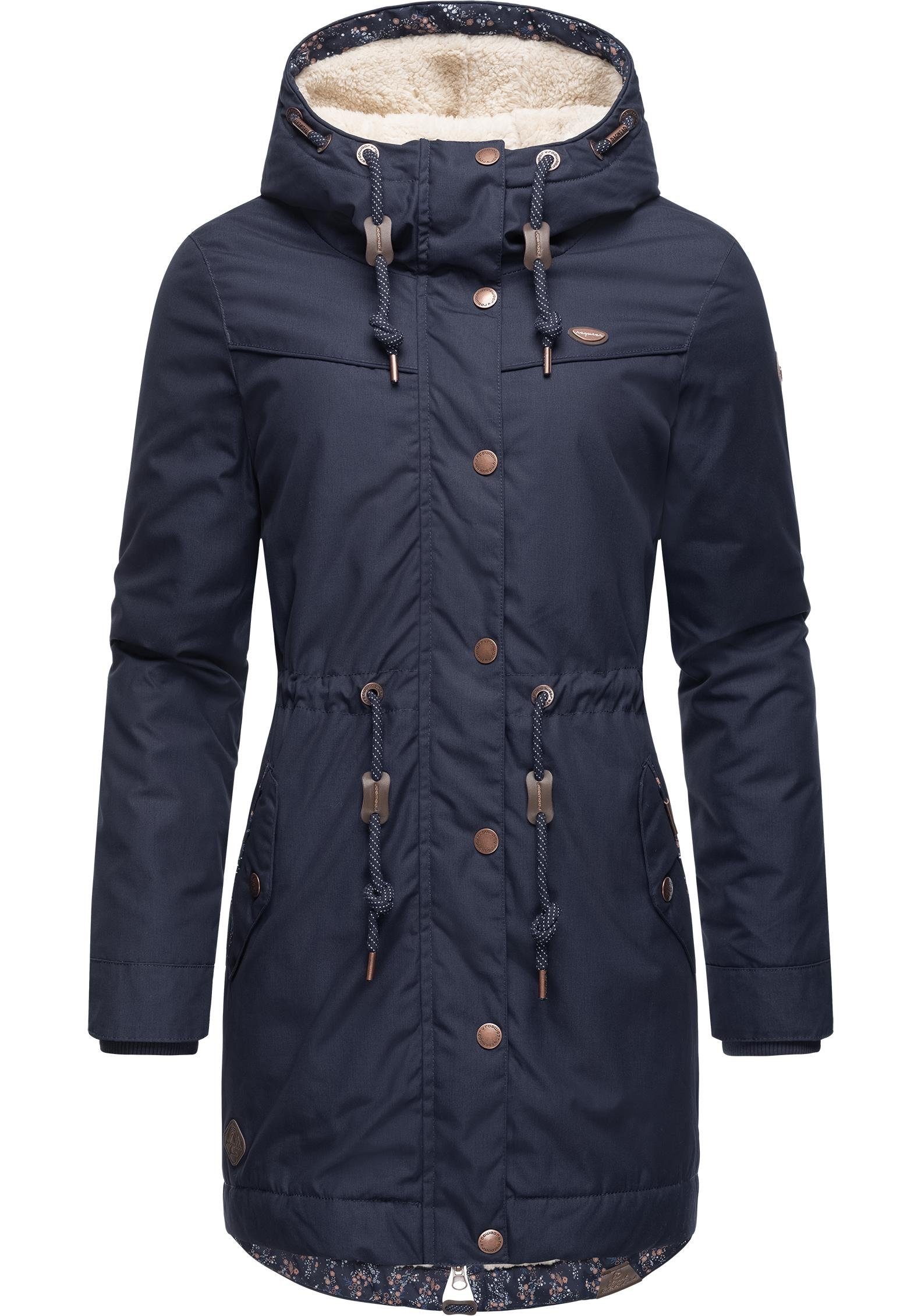 Ragwear Winterjacke YM-Canny stylischer mit Kapuze Parka Kurzmantel Damen royalblau