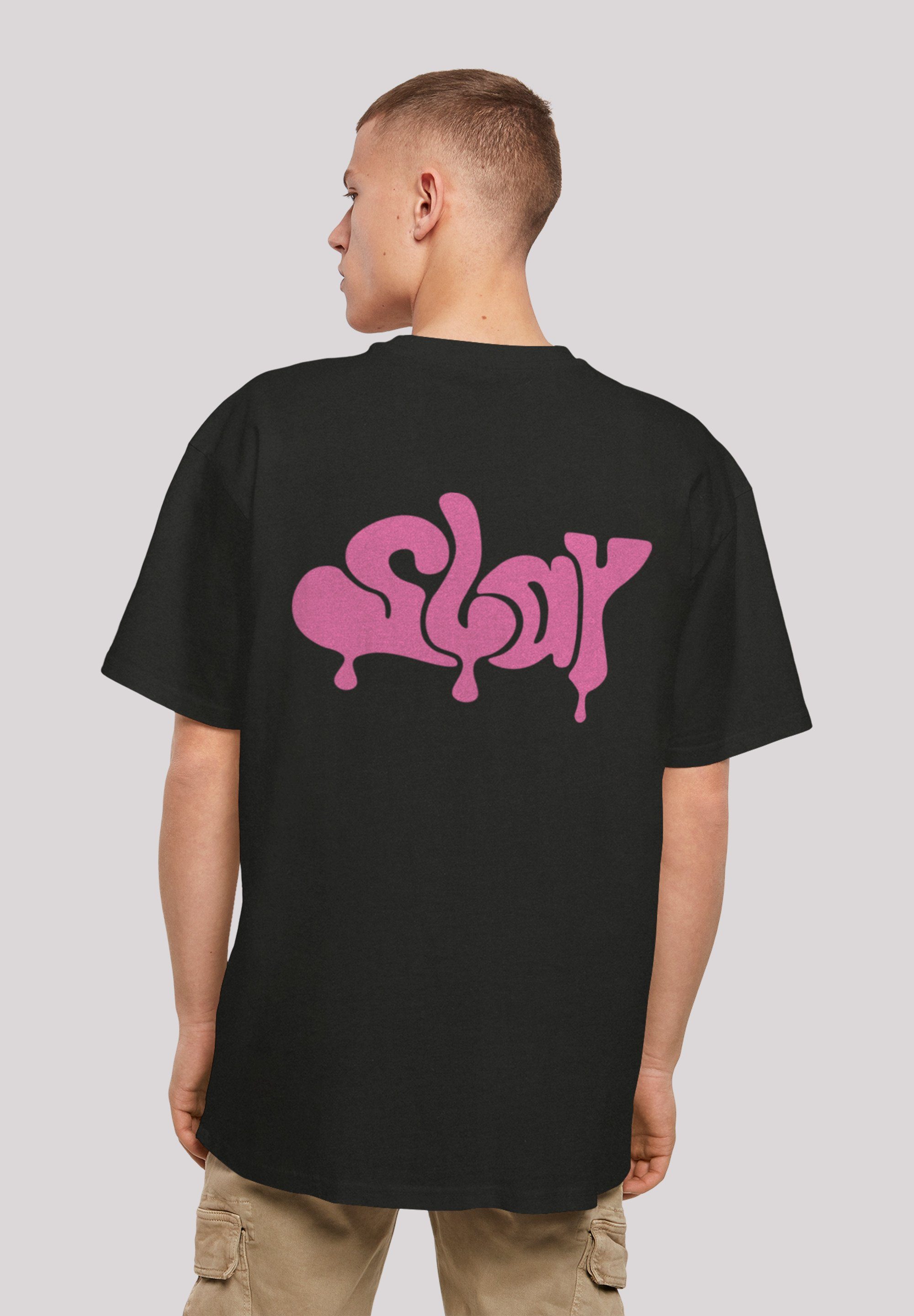 Pink Print Jugenwort SLAY F4NT4STIC T-Shirt schwarz