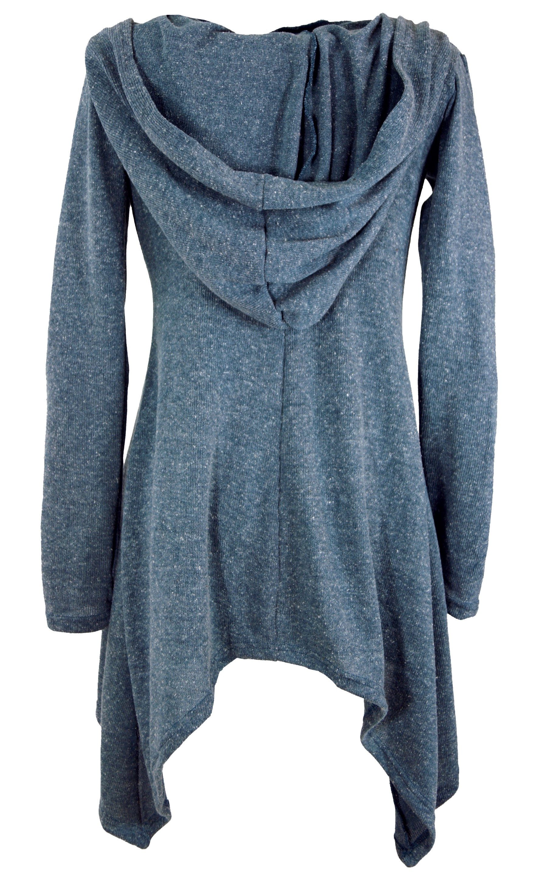 Langjacke Lange Strickjacke, mit weiter.. Strickmantel Guru-Shop taubenblau