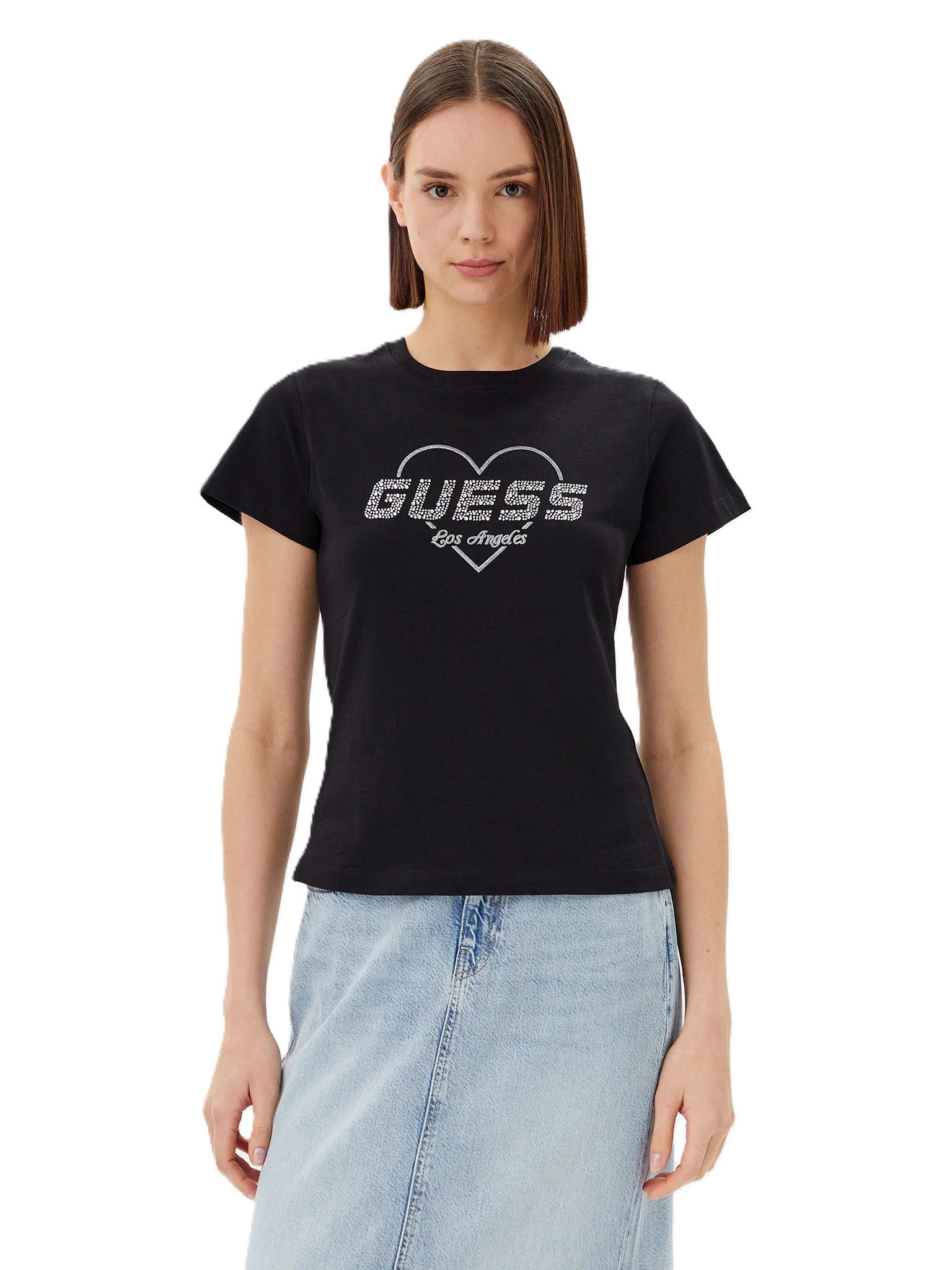 Guess Kurzarmshirt - NARCISO CN T-SHIRT - Kurzarmshirt - mit GUESS Logo auf der Brust