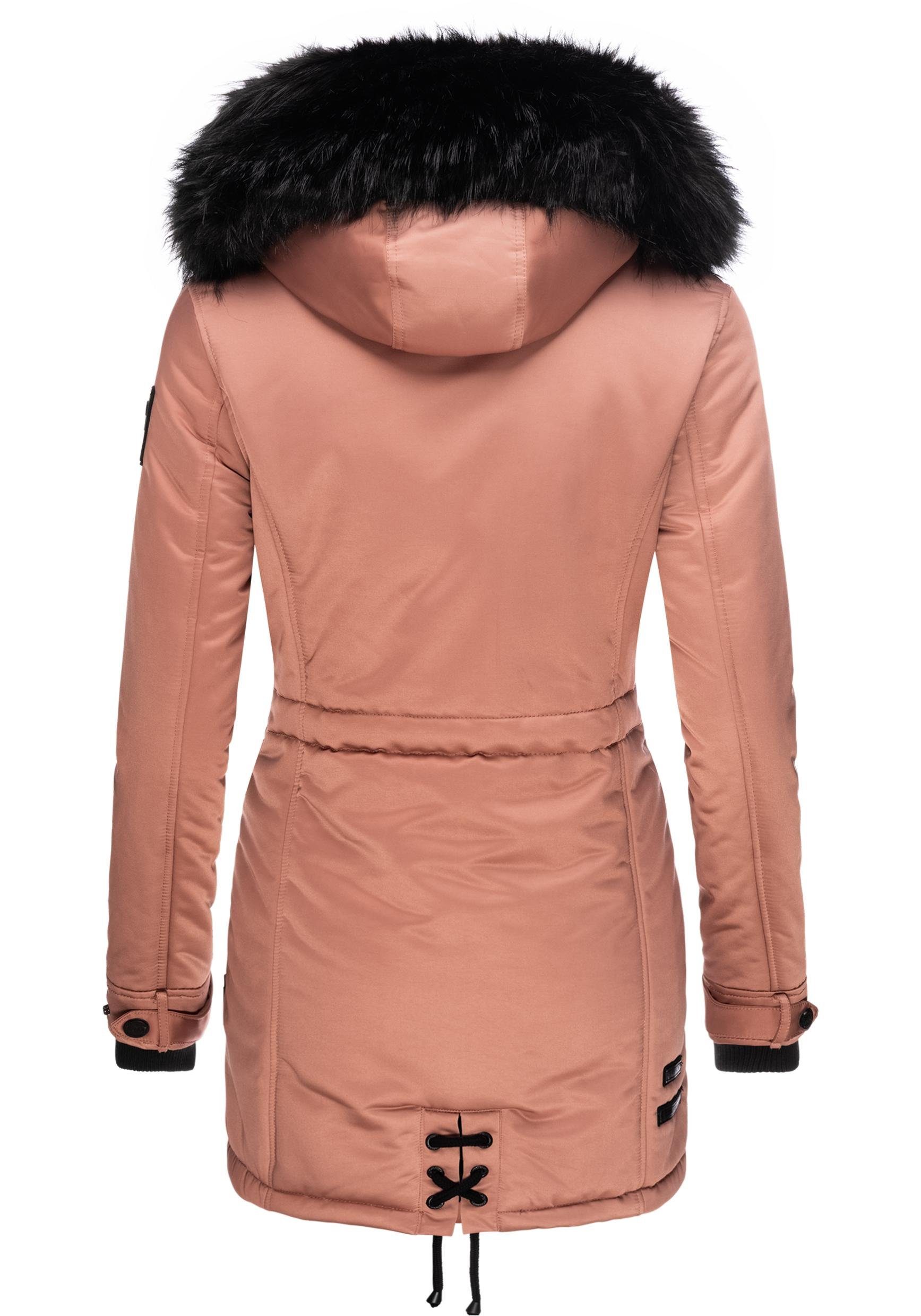 Navahoo Wintermantel Luluna Prc edler Parka mit großer Kunstfellkapuze