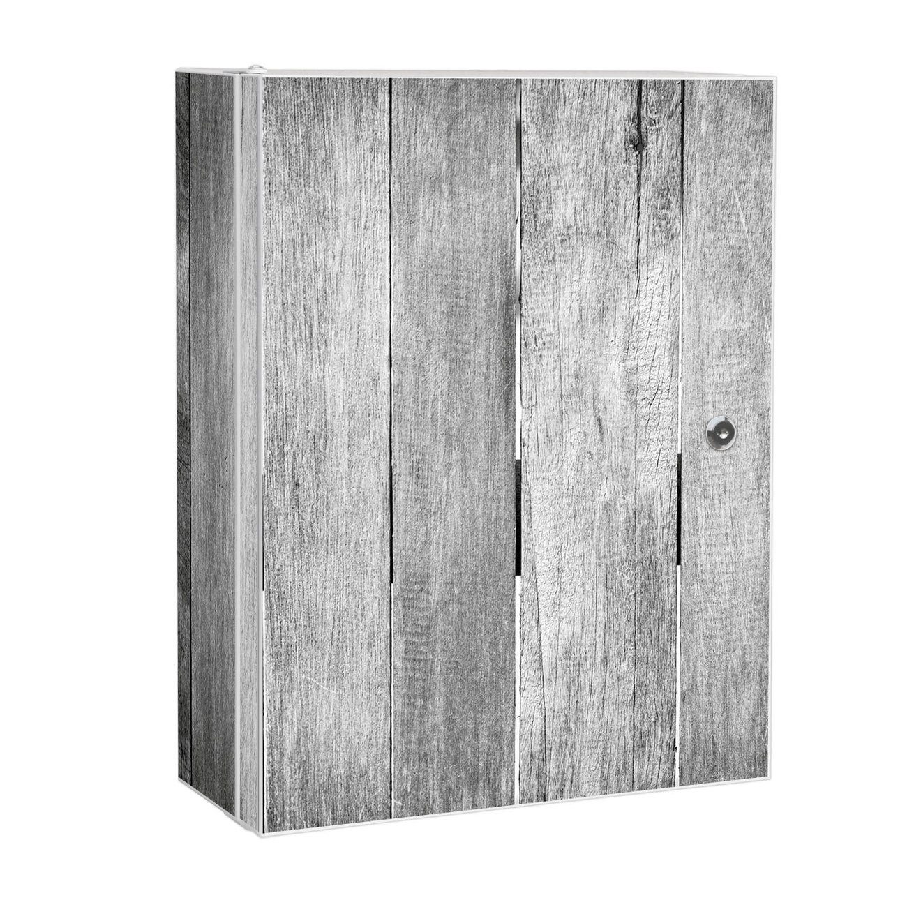 banjado Medizinschrank Stahl Holz Monochrom (abschließbar, 3 große und 2 kleine Fächer) 35 x 46 x 15cm weiß