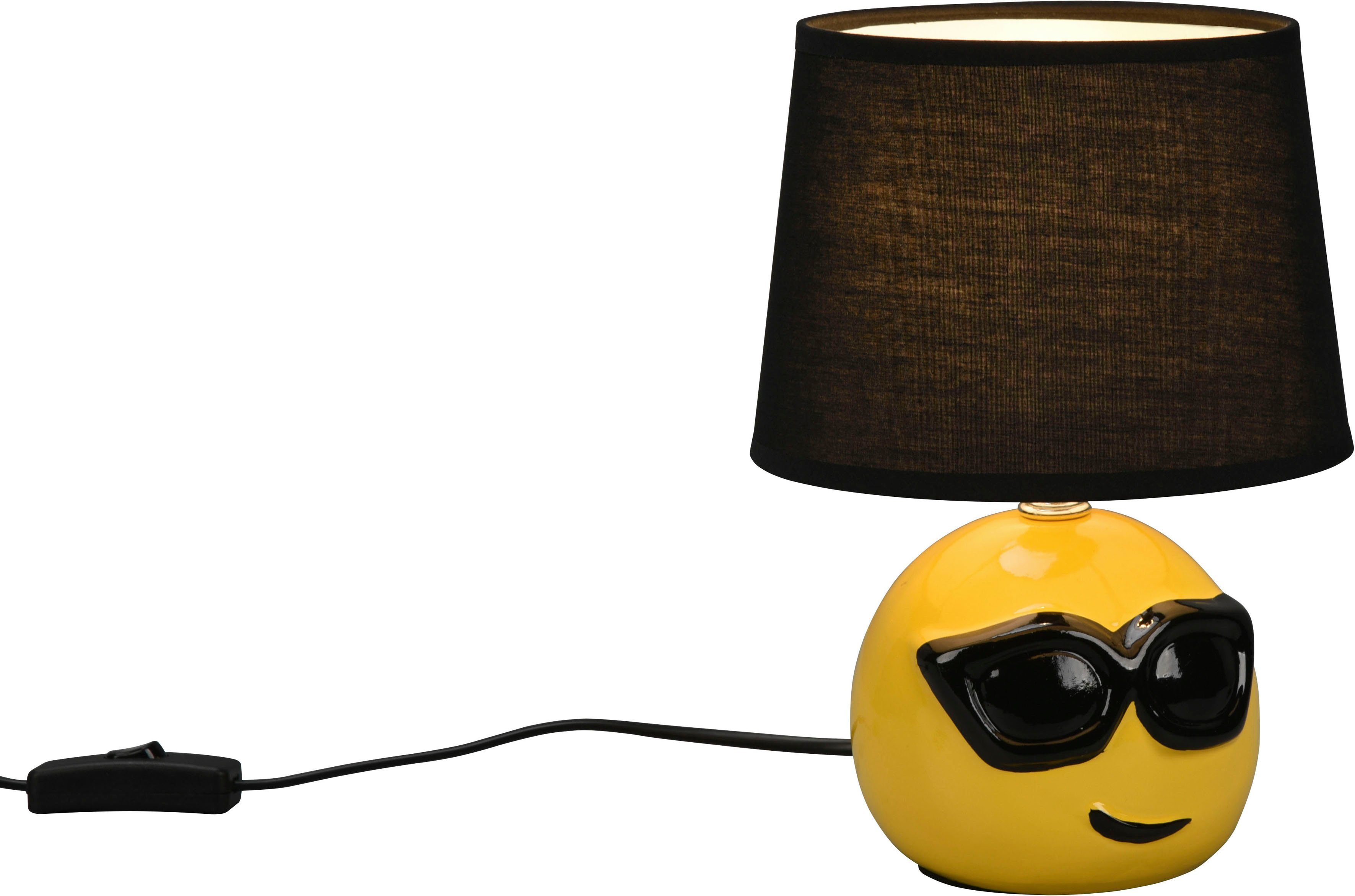TRIO Leuchten Schreibtischlampe Coolio, Ein-/Ausschalter, ohne Leuchtmittel, warmweiß - kaltweiß, Deko Tischlampe Smiley-Look, Schnurschalter exkl 1xE14 max 10W Ø 18cm