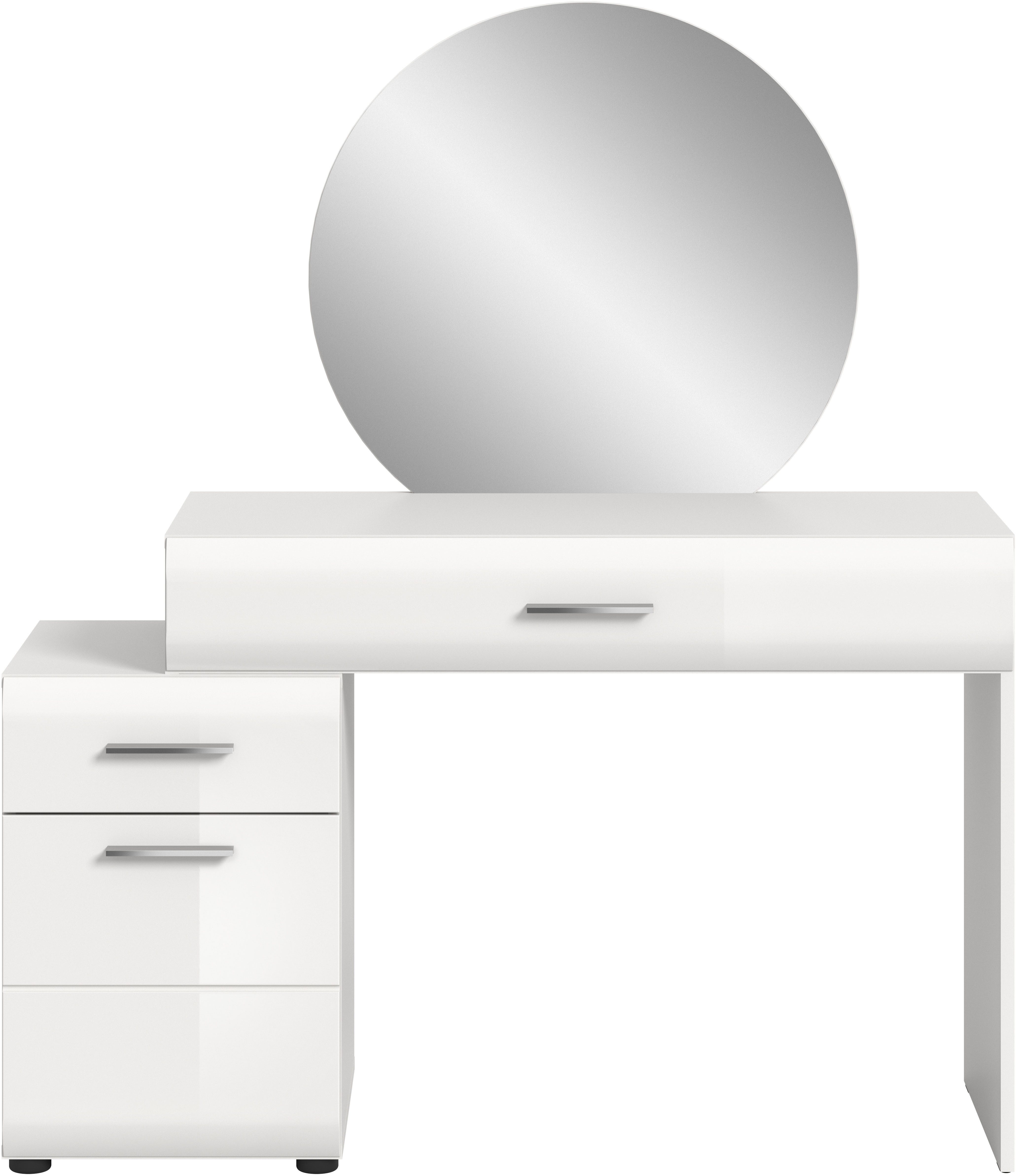 welltime Schminktisch FLORENZ, hochwertige MDF-Front, Rillenfräsung, 2 Schubladen, Spiegel (1-St), Schminktisch, Schminktisch mit Spiegel, Spiegel Schminktisch