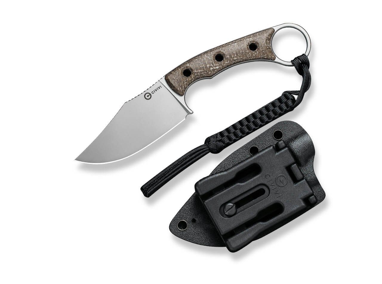 Survival Knife CIVIVI Midwatch Micarta Brown feststehendes Messer mit Scheide