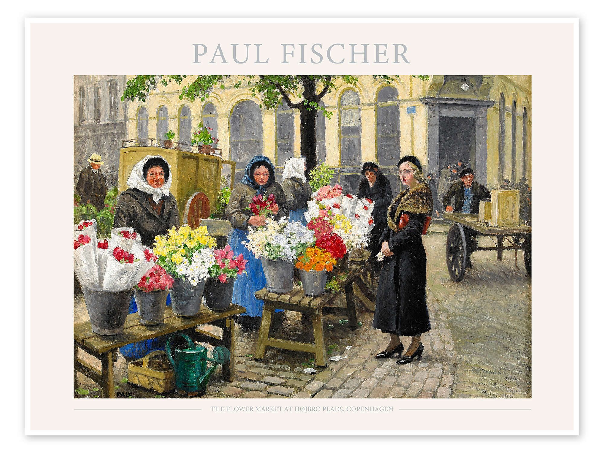 Posterlounge Poster Paul Fischer, The Flower Market at Højbro Plads, Copenhagen, Modern Malerei