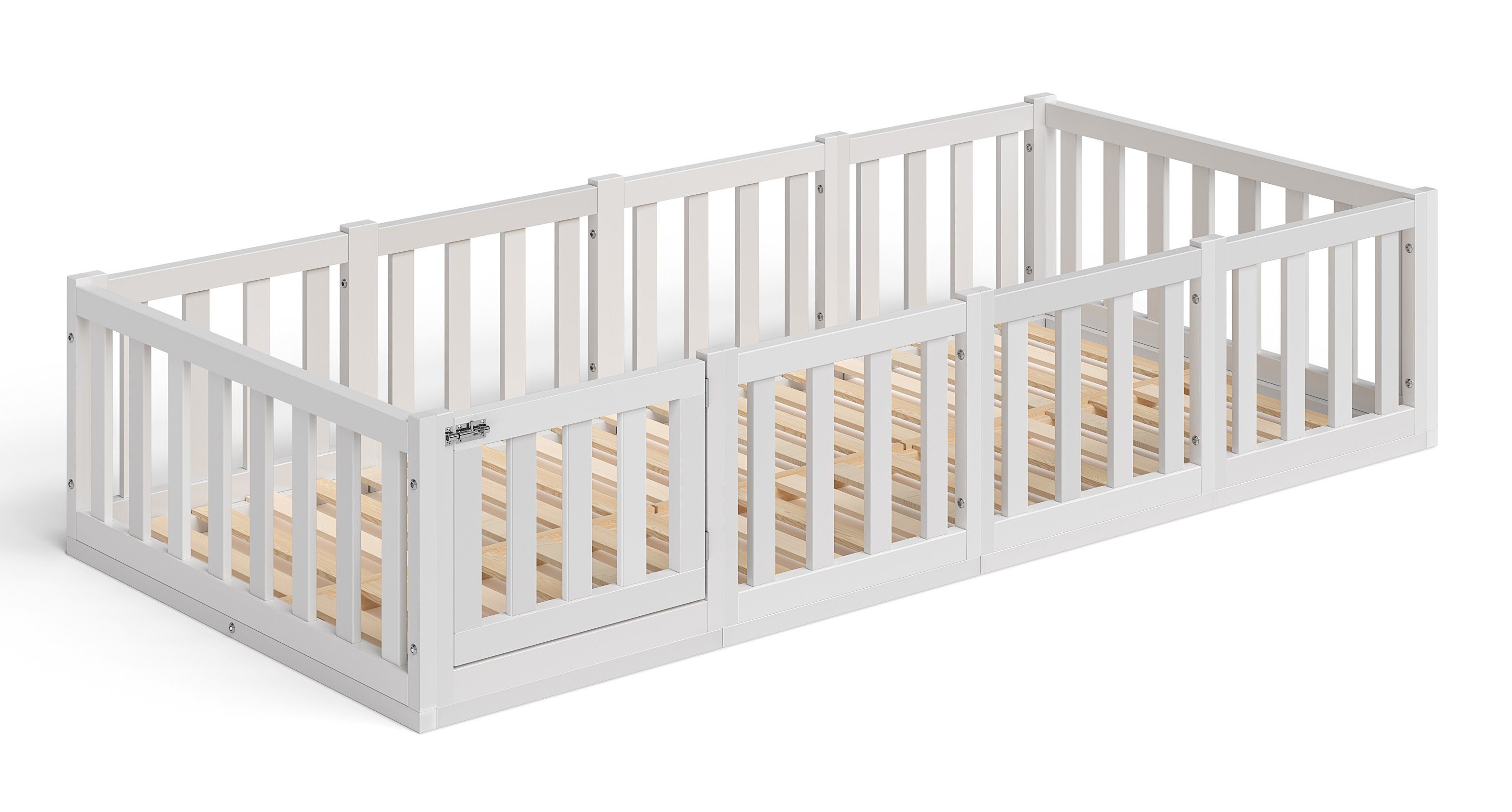 Bellabino Kinderbett Tapi (Bodenbett mit Rausfallschutz und Lattenrost, wei günstig online kaufen